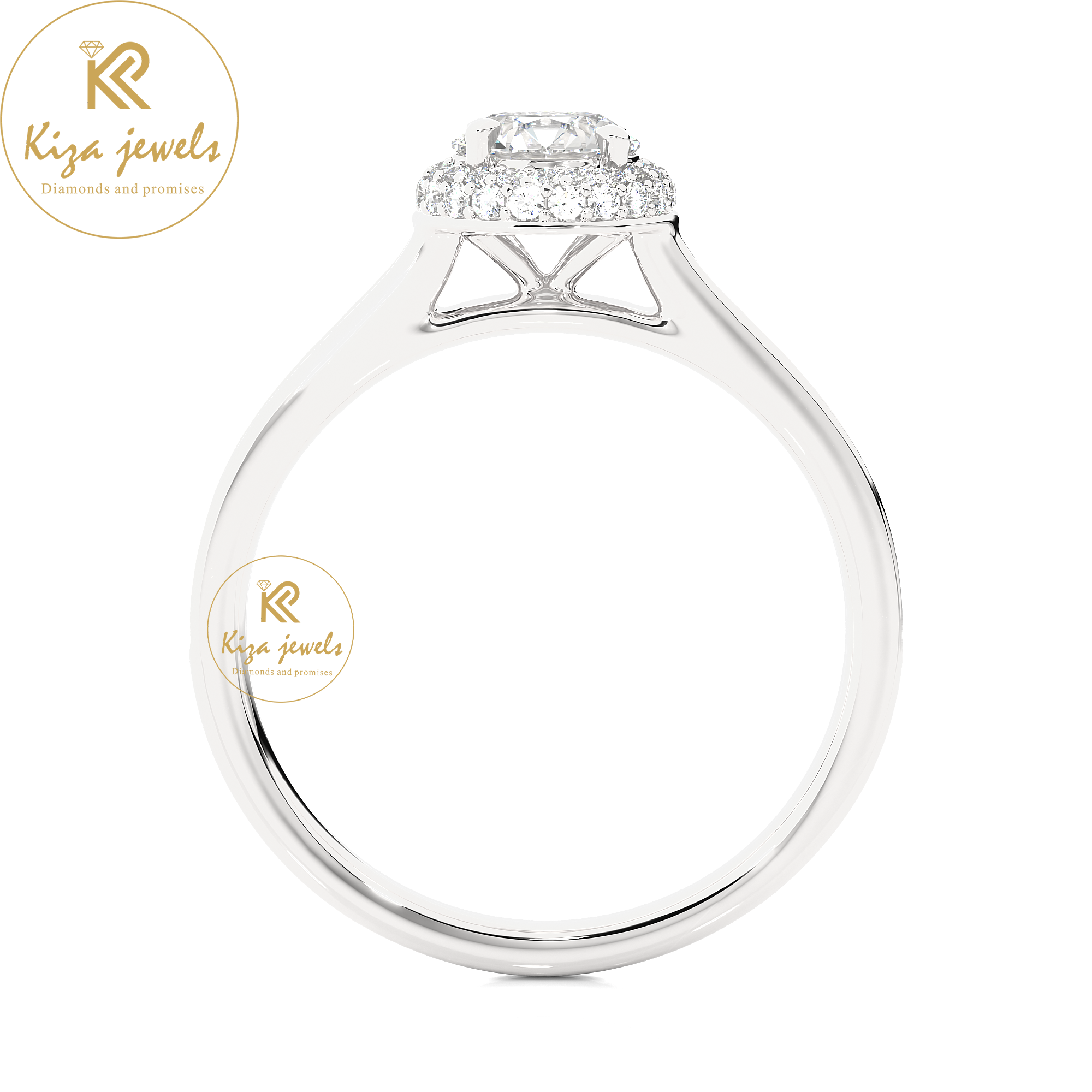 0.93 TDW Round Cut Women's Halo Diamond Ring