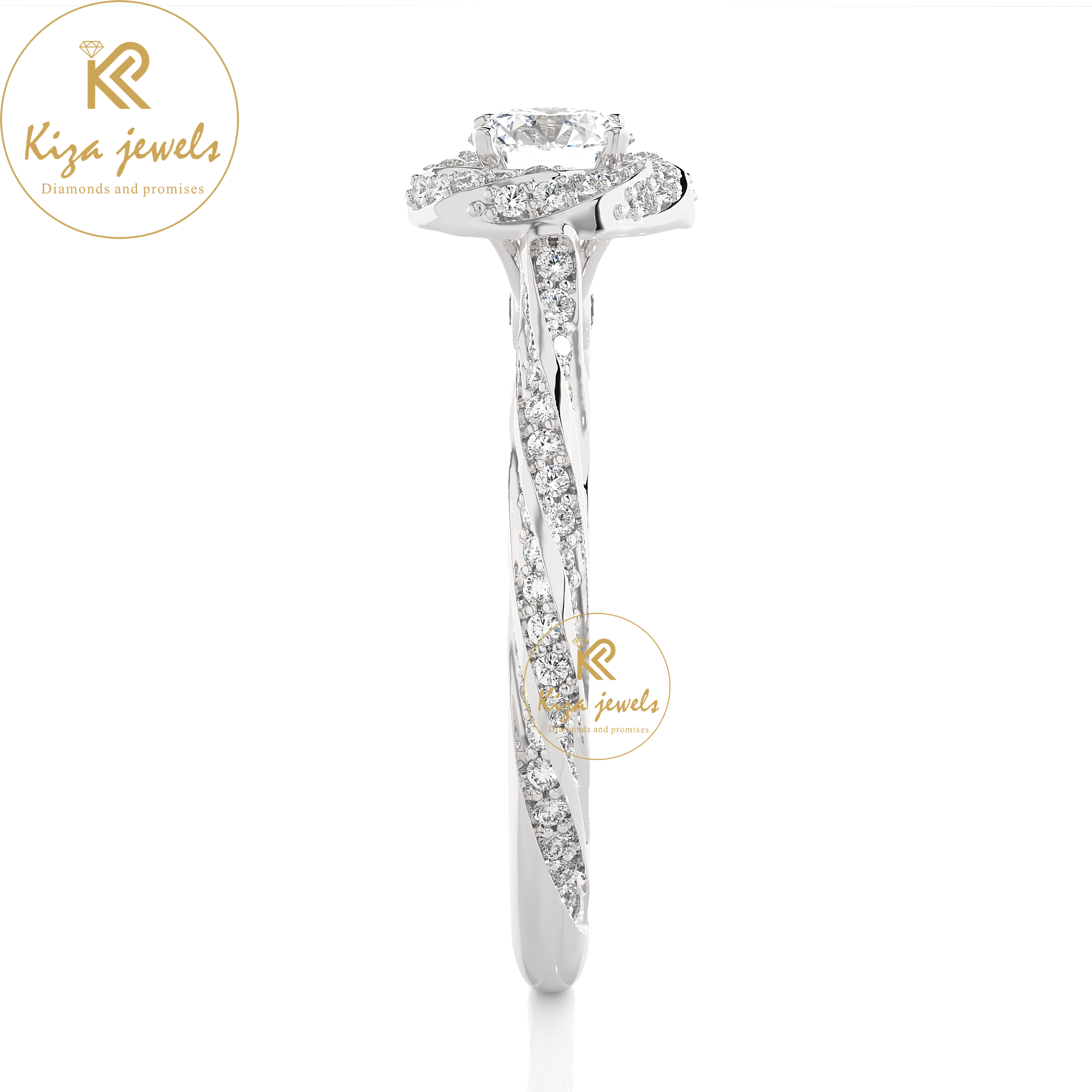 0.95 TDW Round Cut Women's Halo Diamond Ring