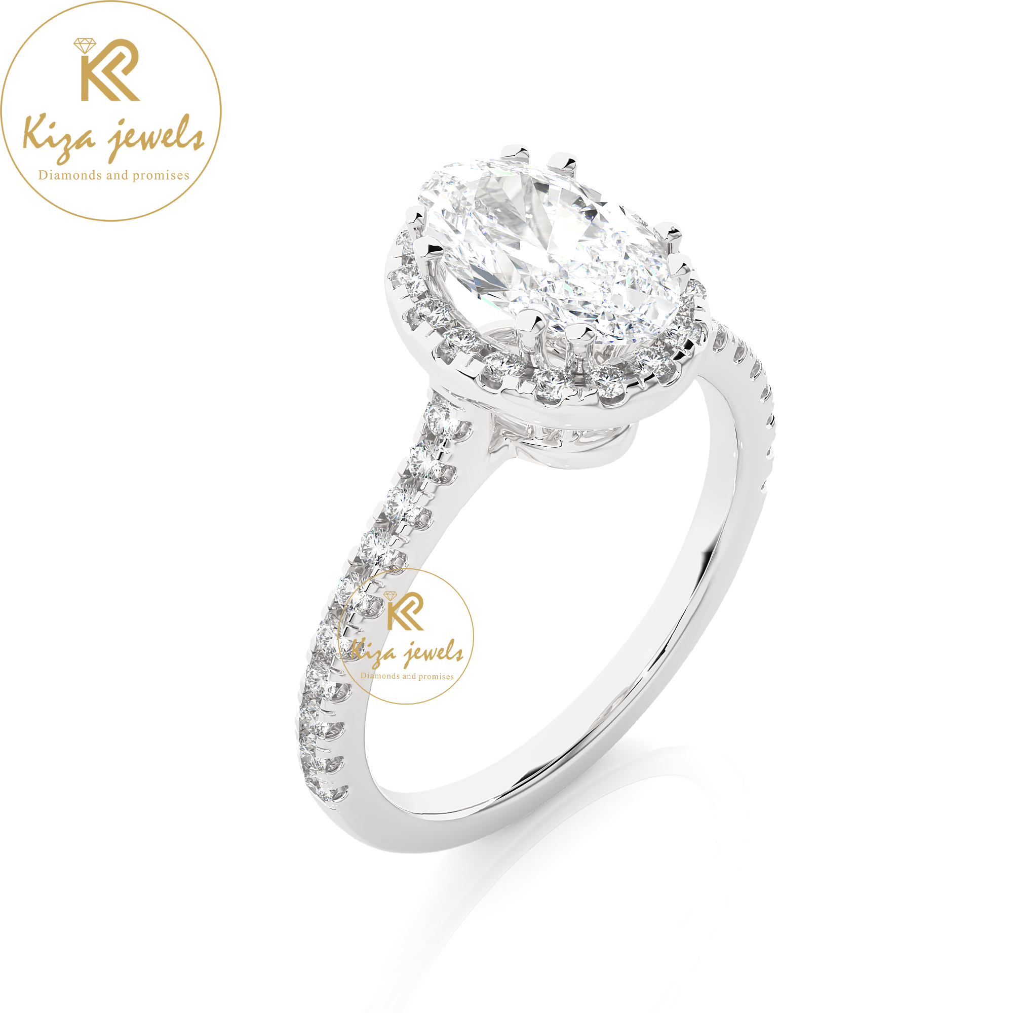 1.26 TDW Round & Oval Cut Women's Halo Diamond Ring