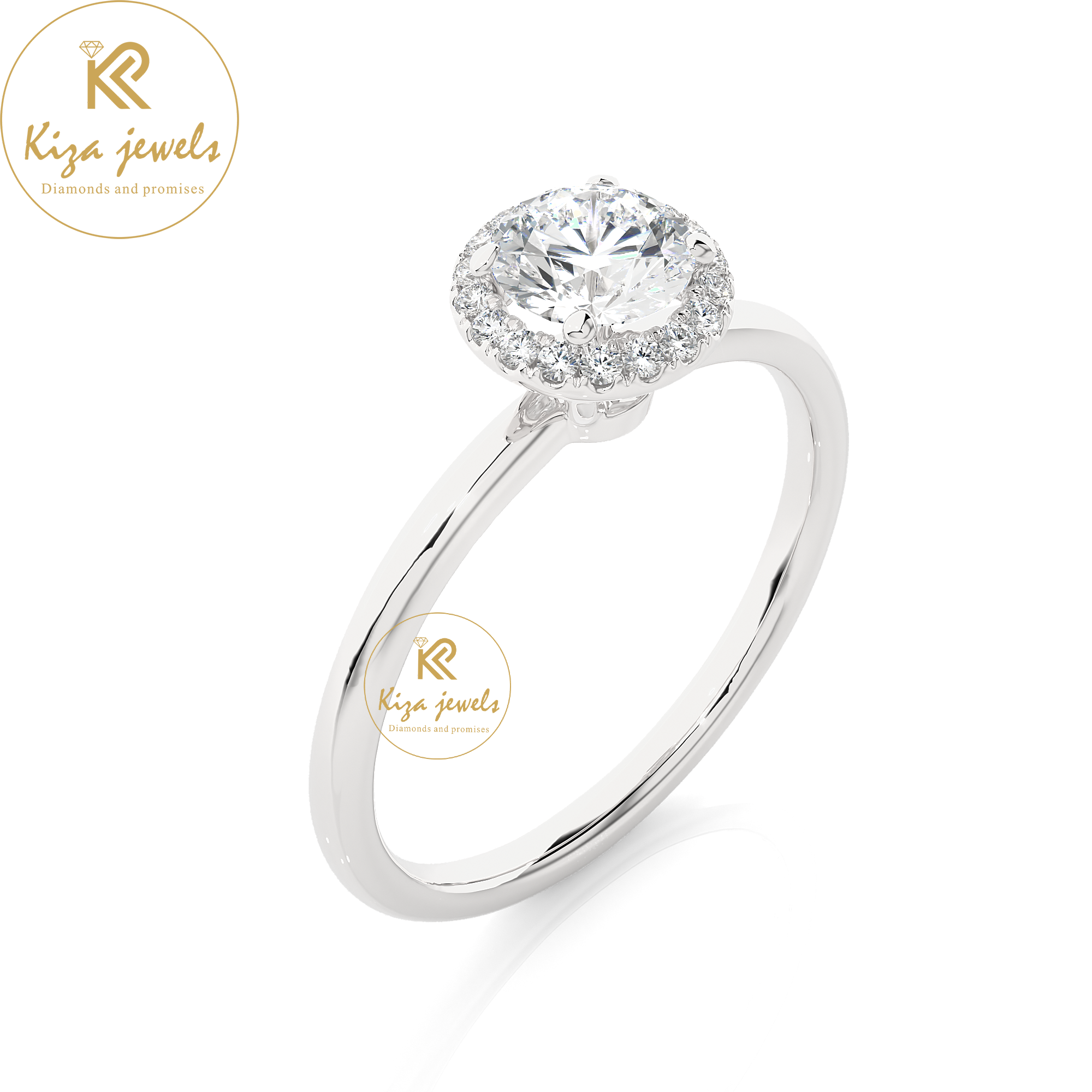 0.50 TDW Round Cut Women's Halo Diamond Ring