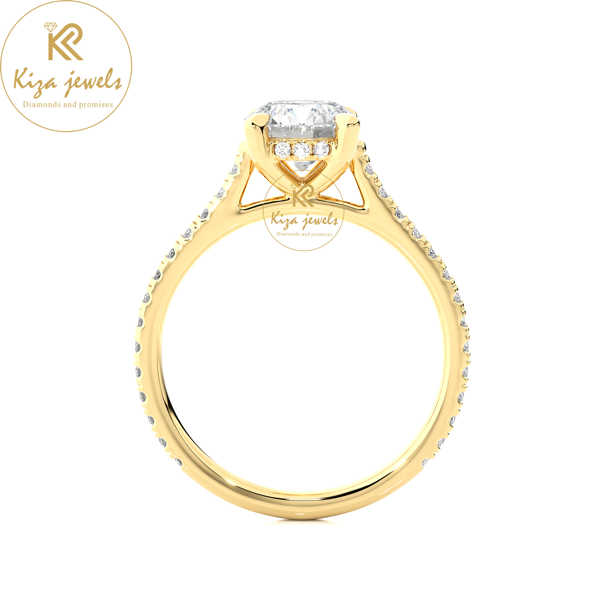 1.58 TDW Round Cut Women's Hidden Halo Diamond Ring