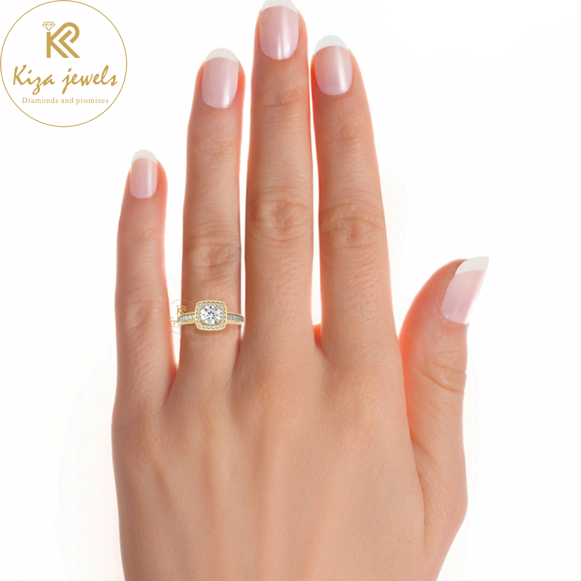 1.42 TDW Round Cut Women's Hidden Halo Diamond Ring