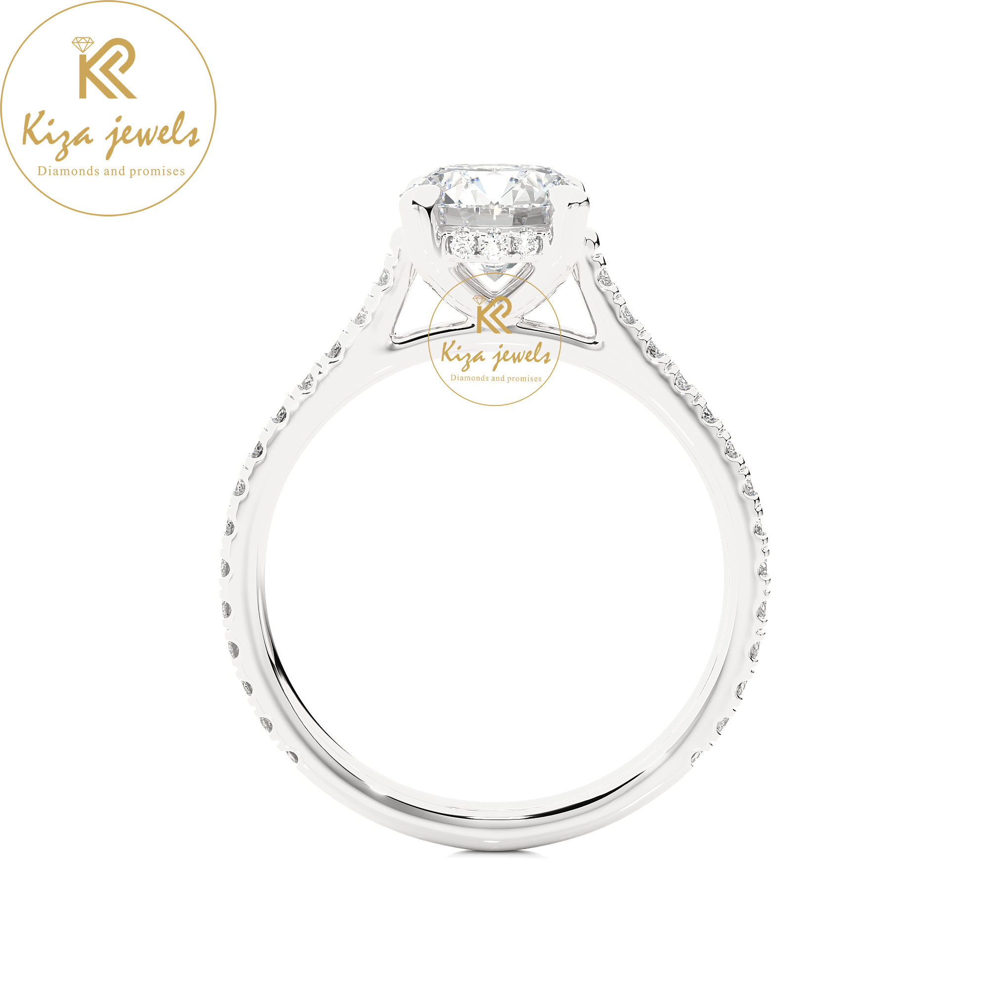 1.58 TDW Round Cut Women's Hidden Halo Diamond Ring