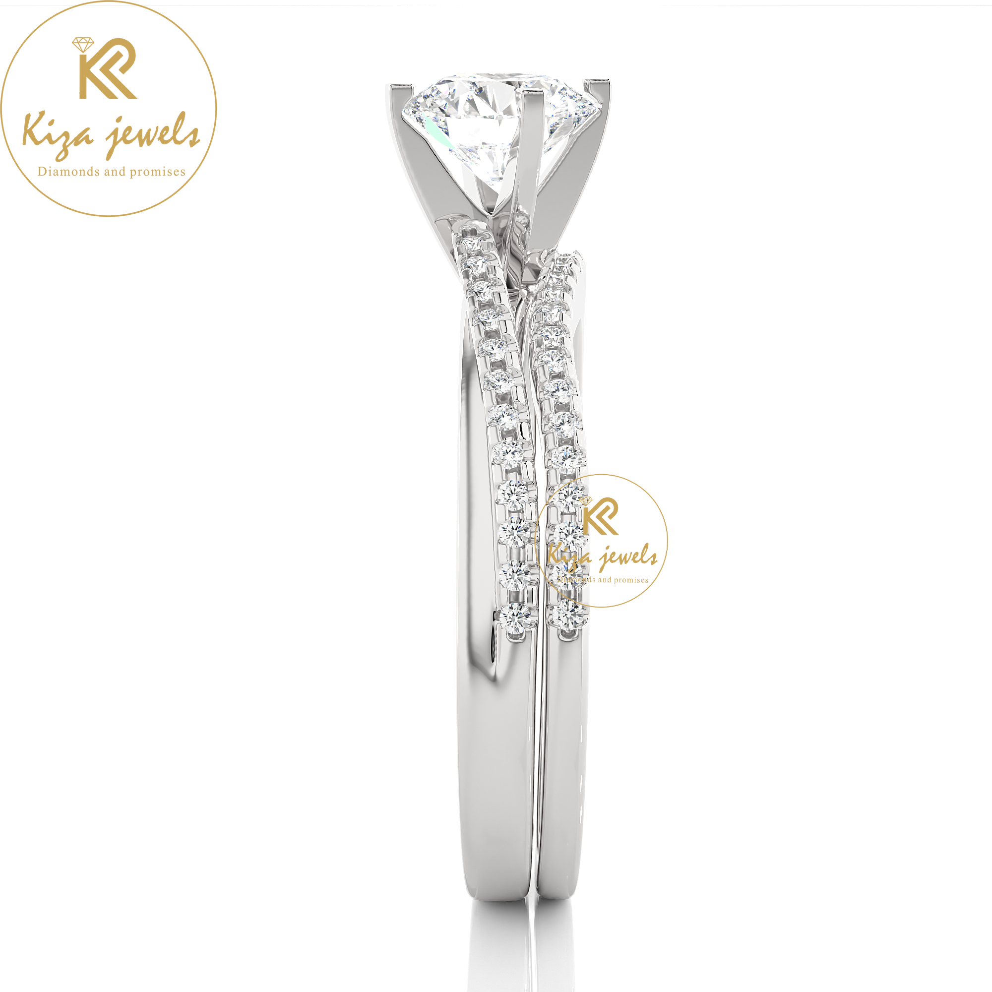 0.72 TDW Round Cut Women's Diamond Ring With Band