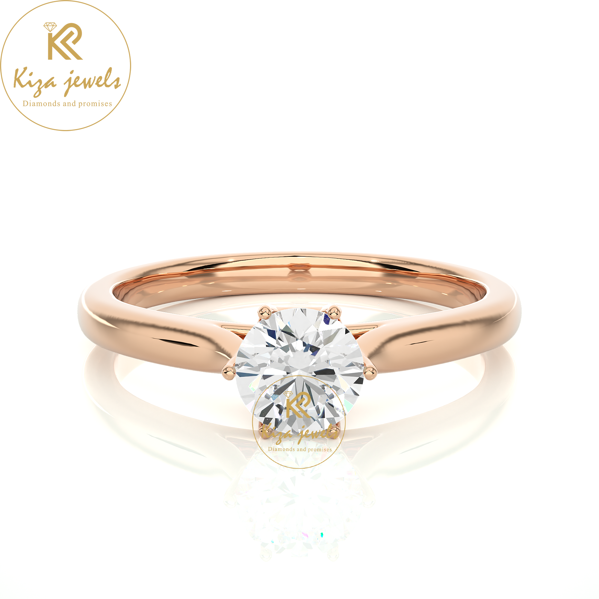 0.53 TDW Round Cut Diamond Women's Solitaire Ring