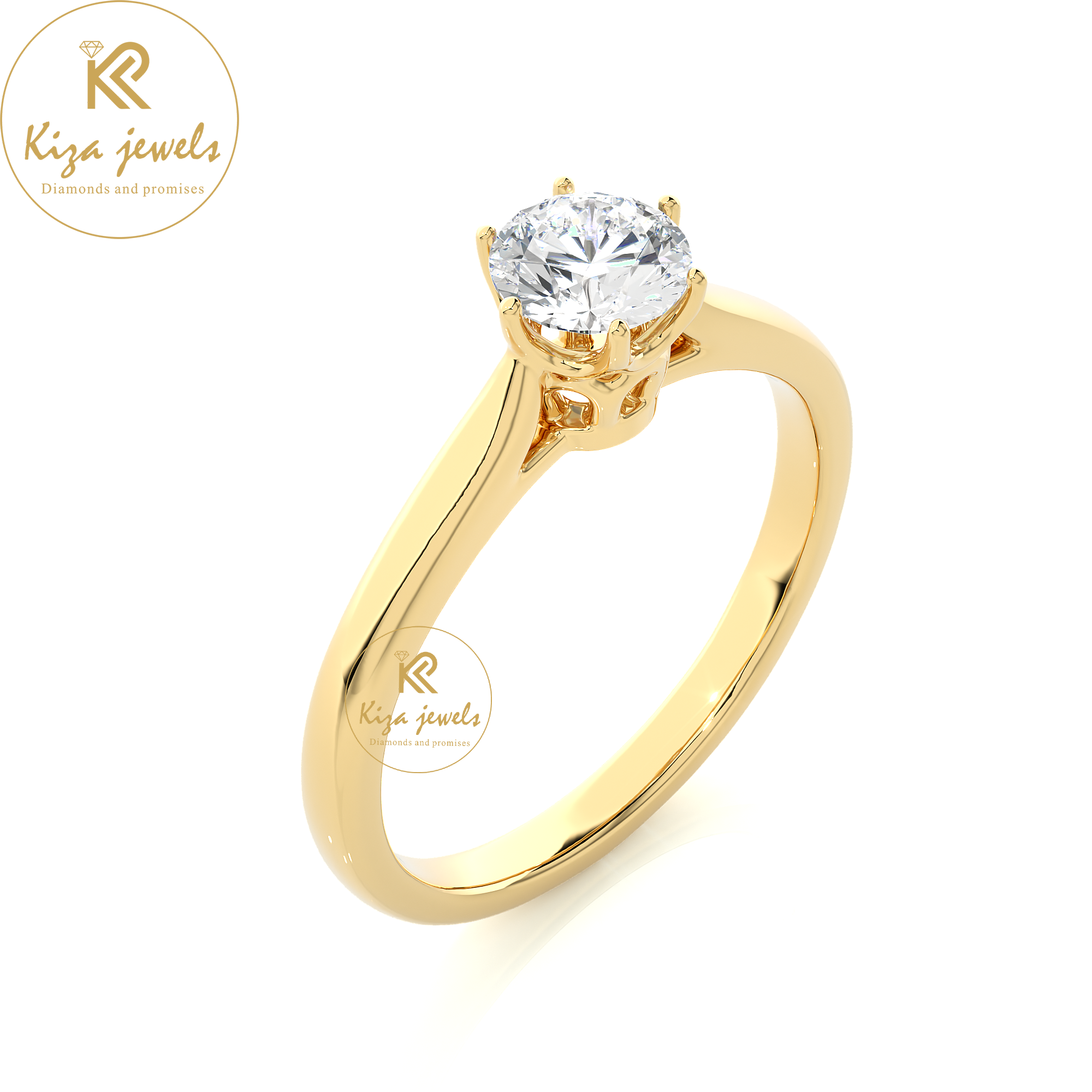 0.53 TDW Round Cut Diamond Women's Solitaire Ring