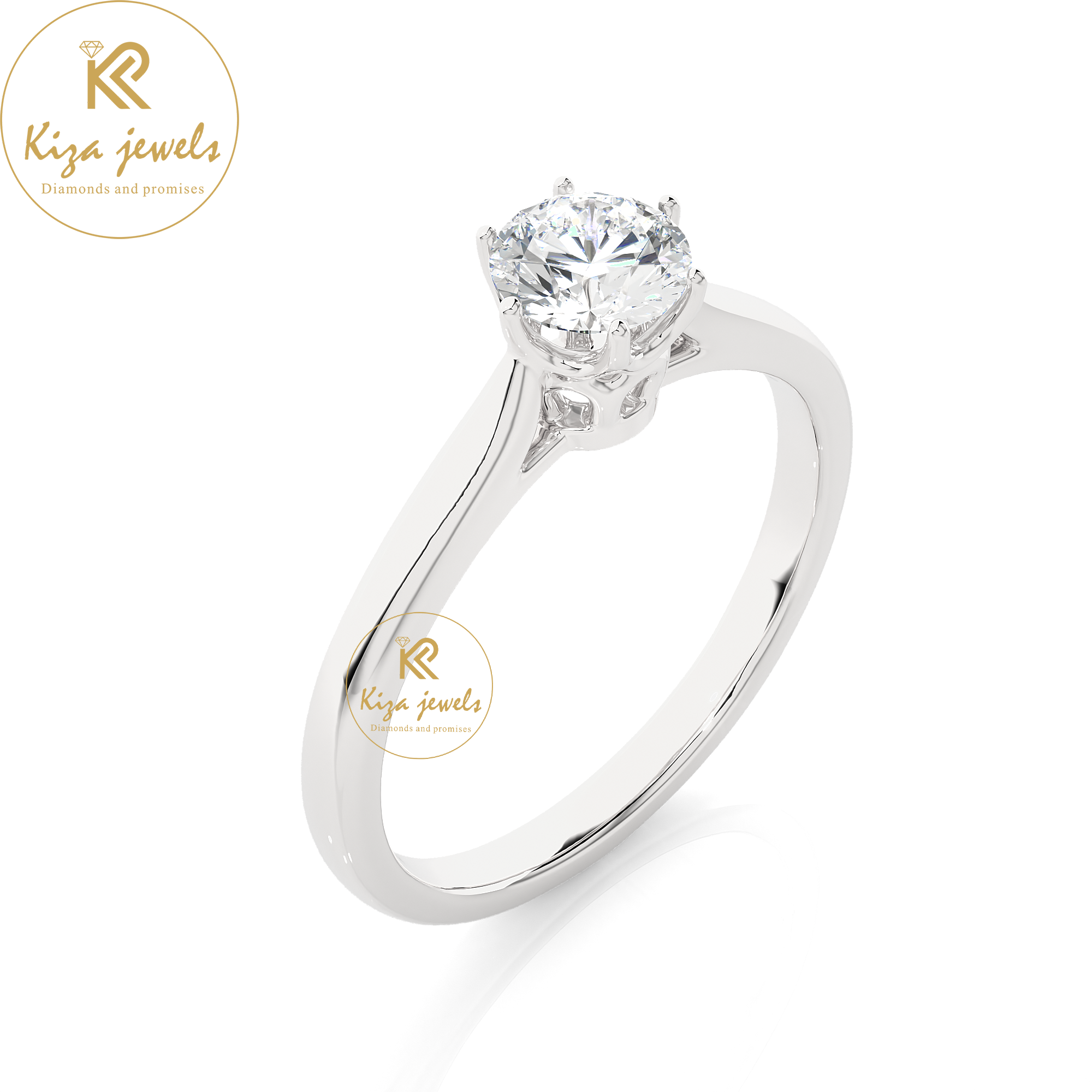 0.53 TDW Round Cut Diamond Women's Solitaire Ring