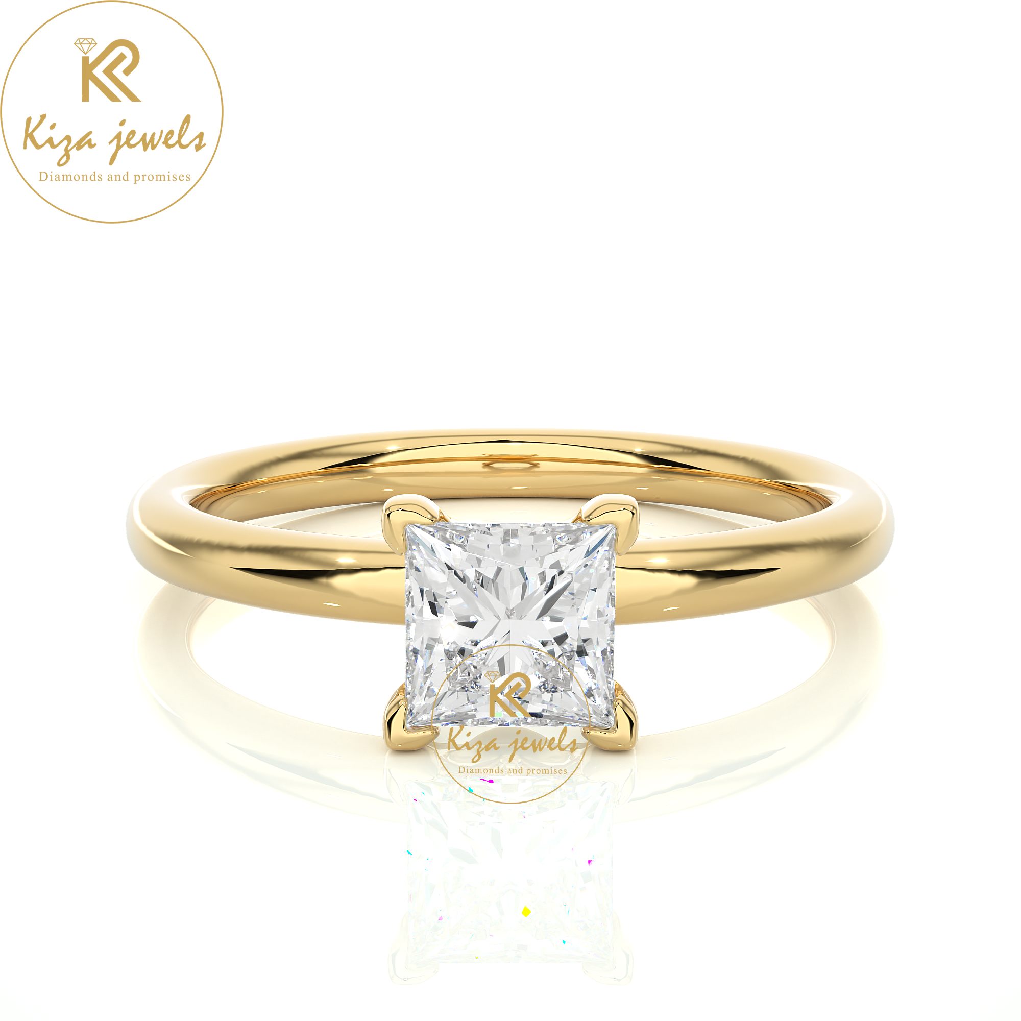 0.78 TDW Princess Cut Diamond Women's Solitaire Ring