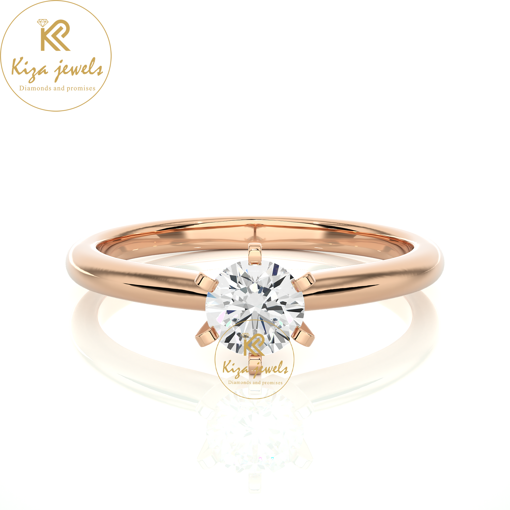 0.41 TDW Round Cut Diamond Women's Solitaire Ring