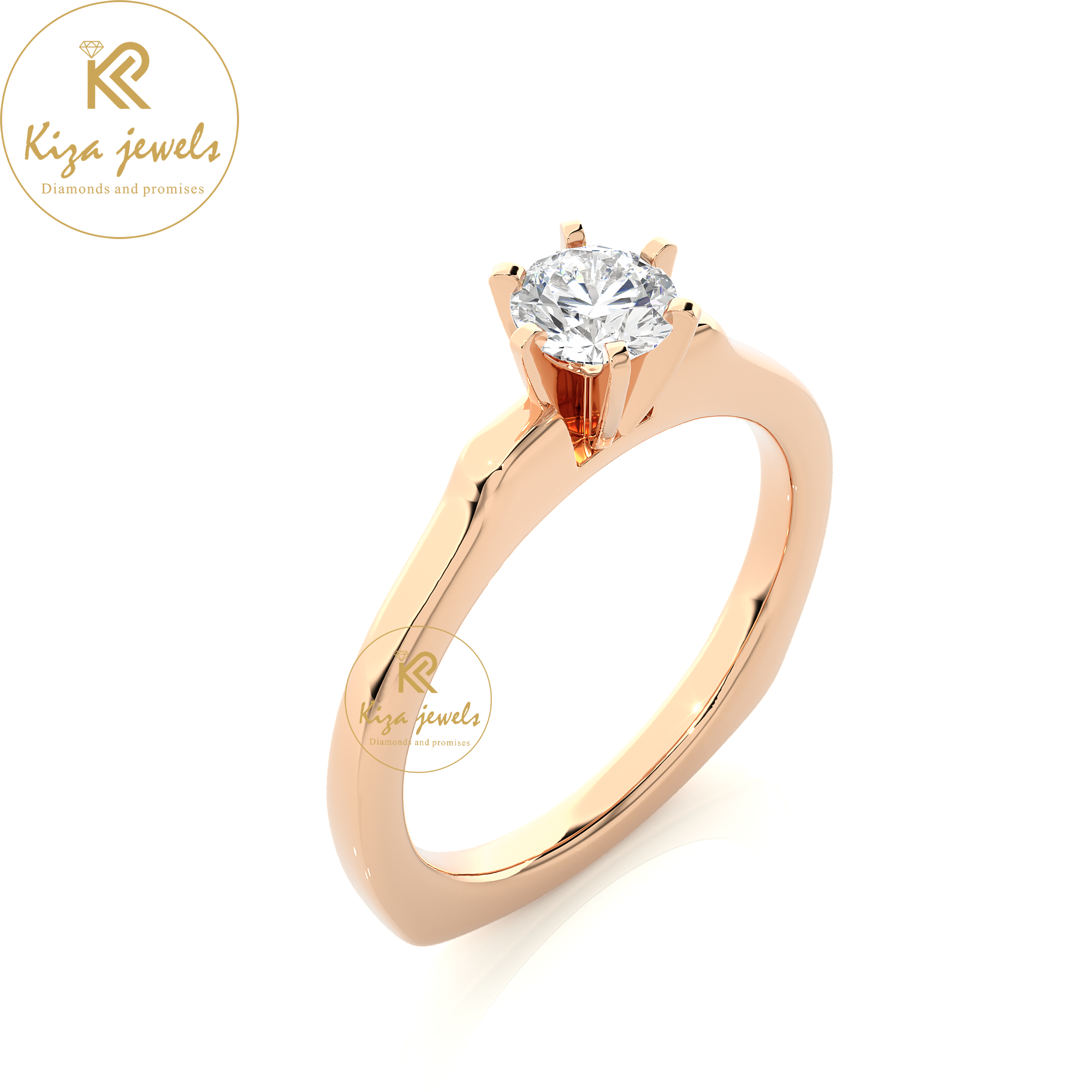 0.47 TDW Round Cut Diamond Women's Solitaire Ring