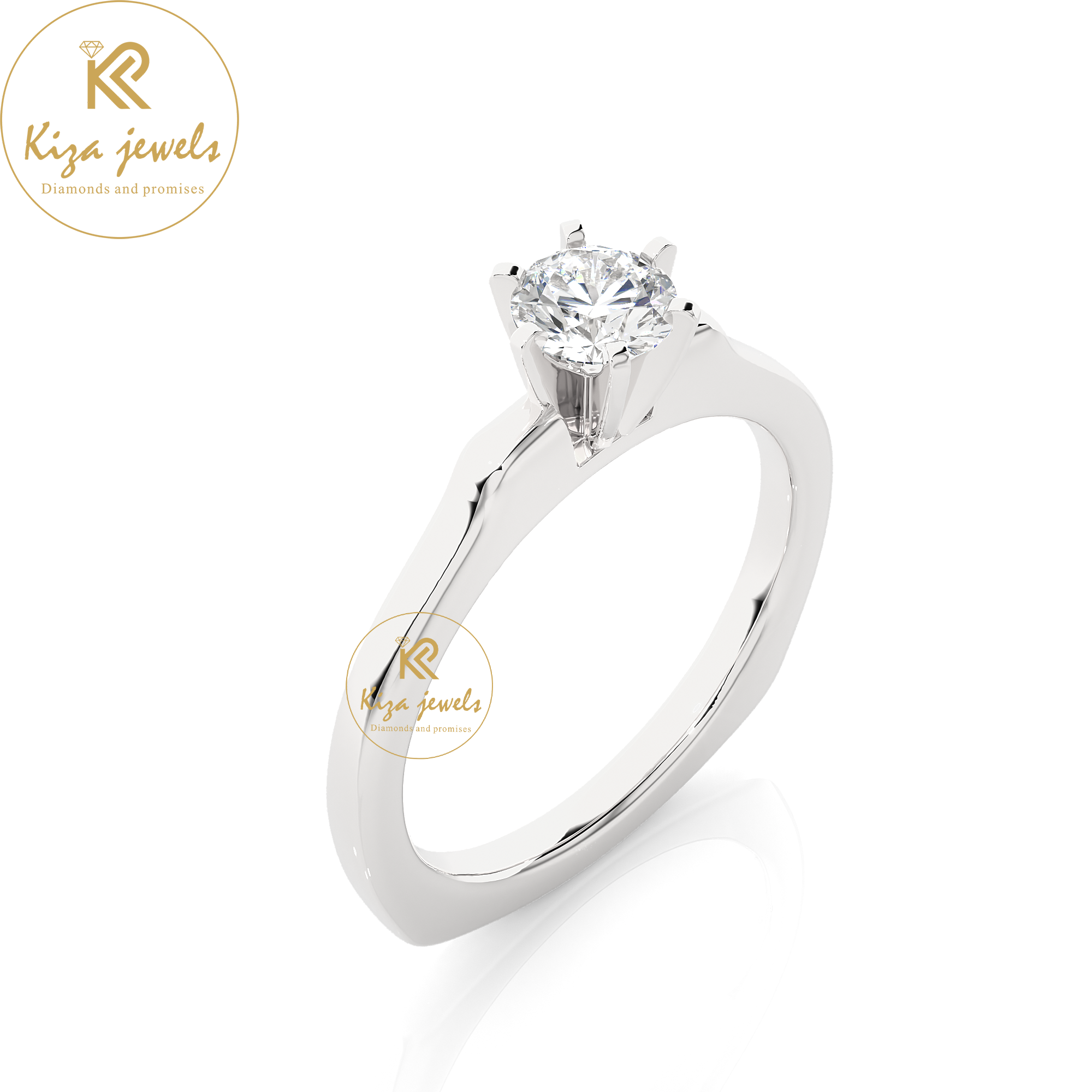 0.47 TDW Round Cut Diamond Women's Solitaire Ring