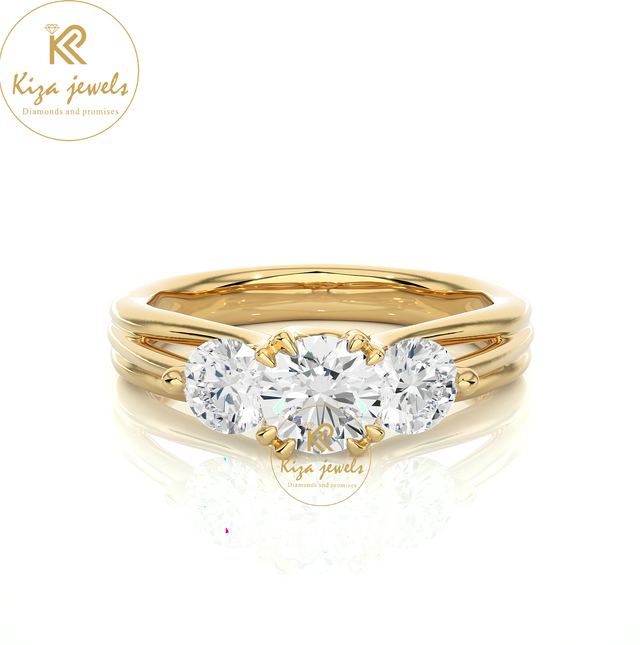 1.39 TDW Round Cut Women's Diamond Three Stone Ring