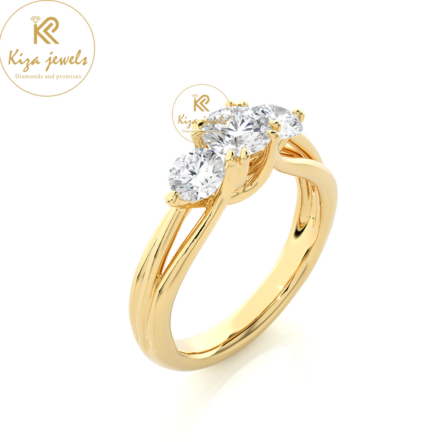 1.39 TDW Round Cut Women's Diamond Three Stone Ring