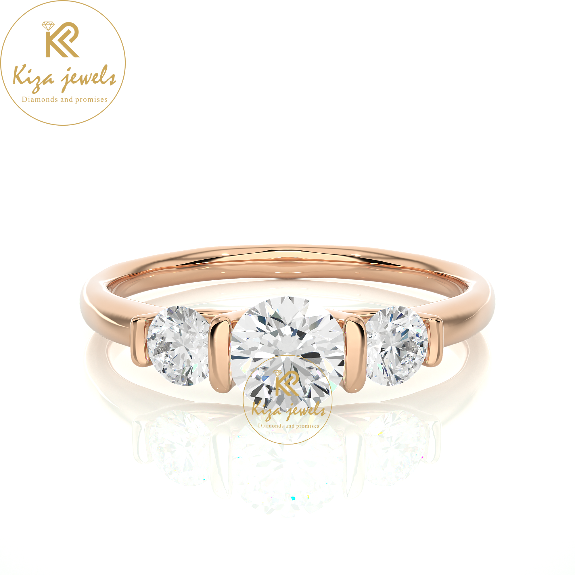 0.88 TDW Round Cut Women's Diamond Three Stone Ring