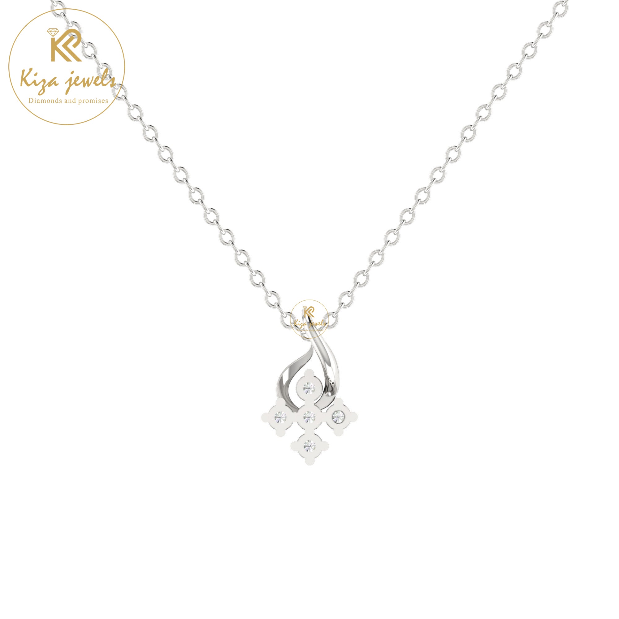 0.04 TDW Round Cut Diamond Custom Pendant With Chain