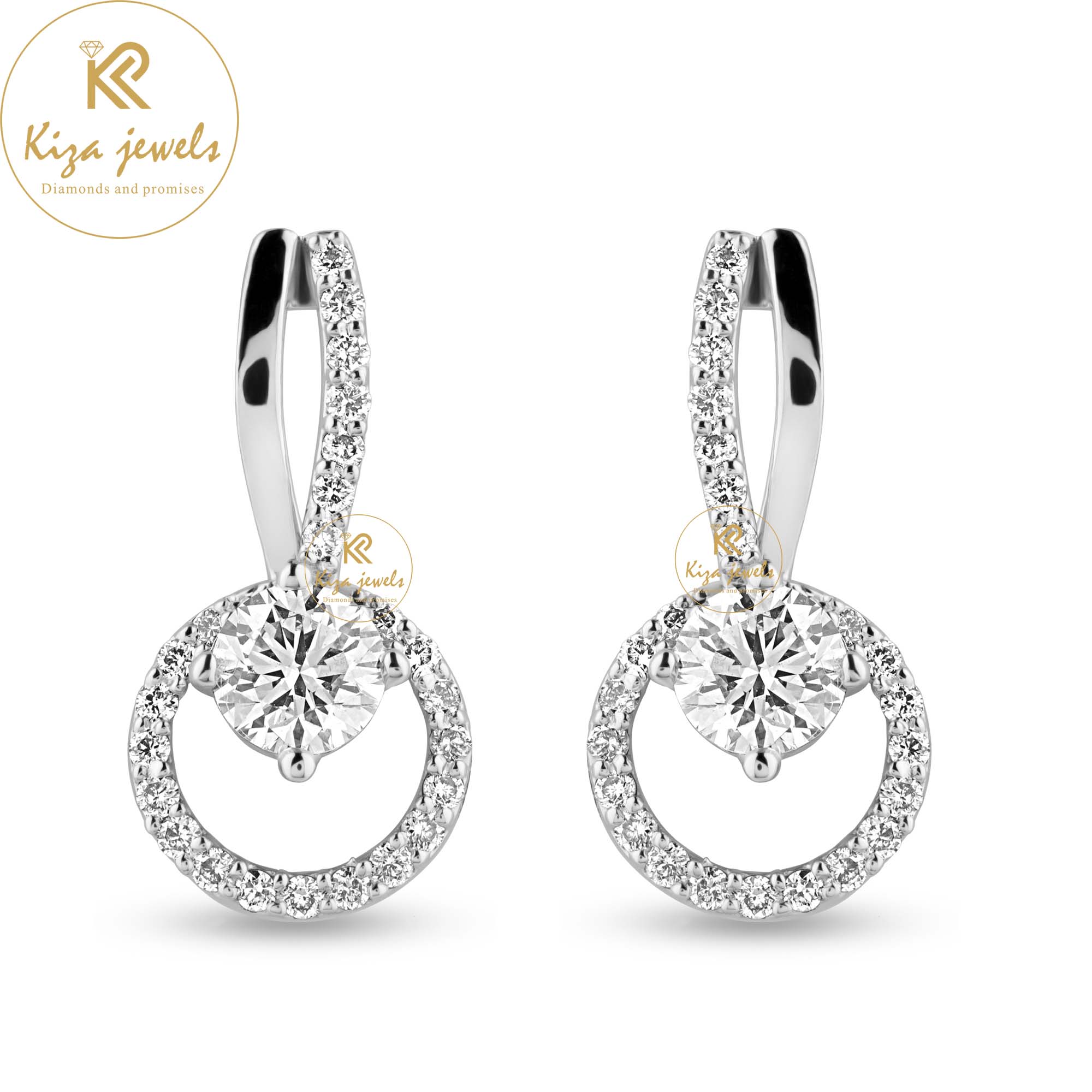 0.80 TDW Round Cut Diamond Drop & Dangle Earring