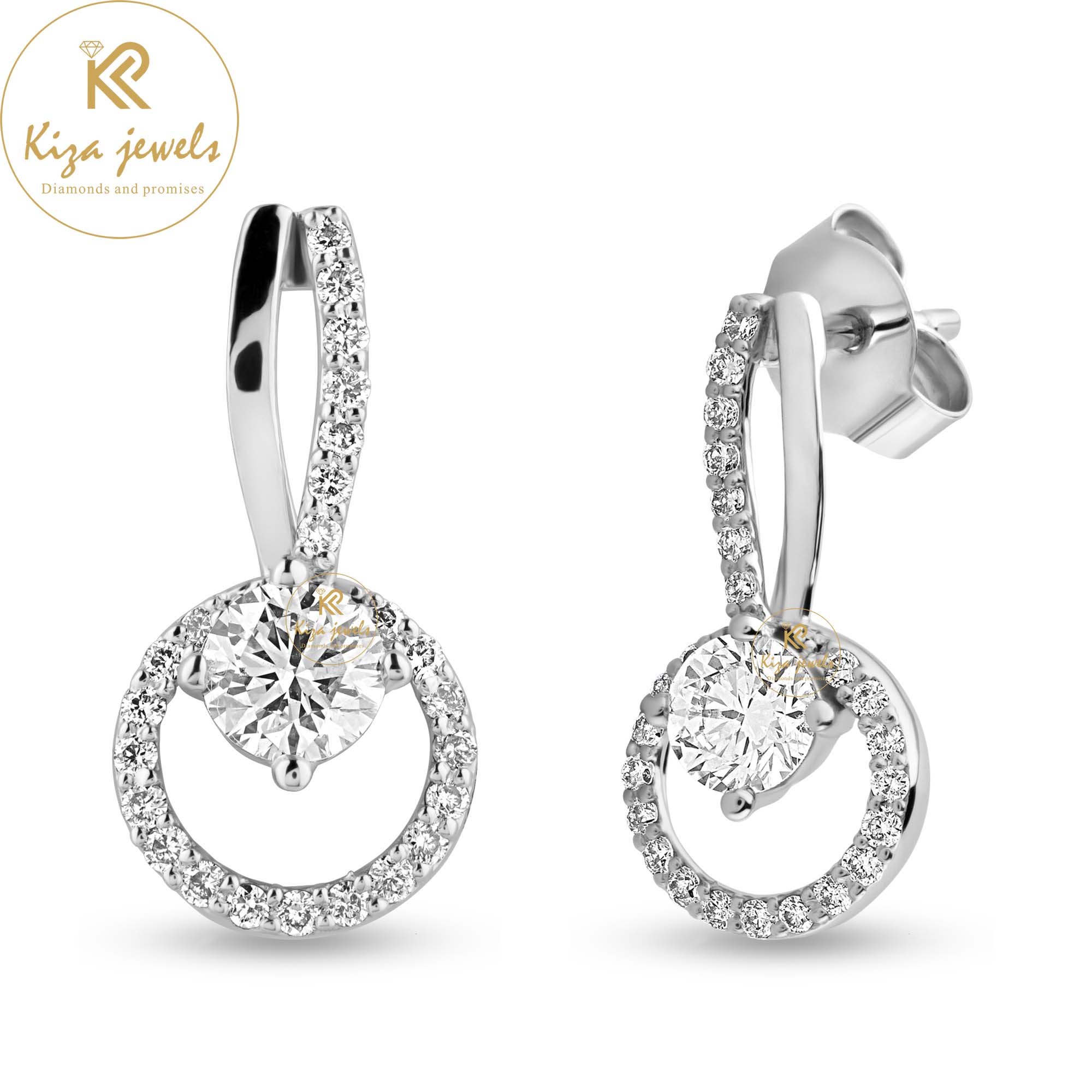 0.80 TDW Round Cut Diamond Drop & Dangle Earring