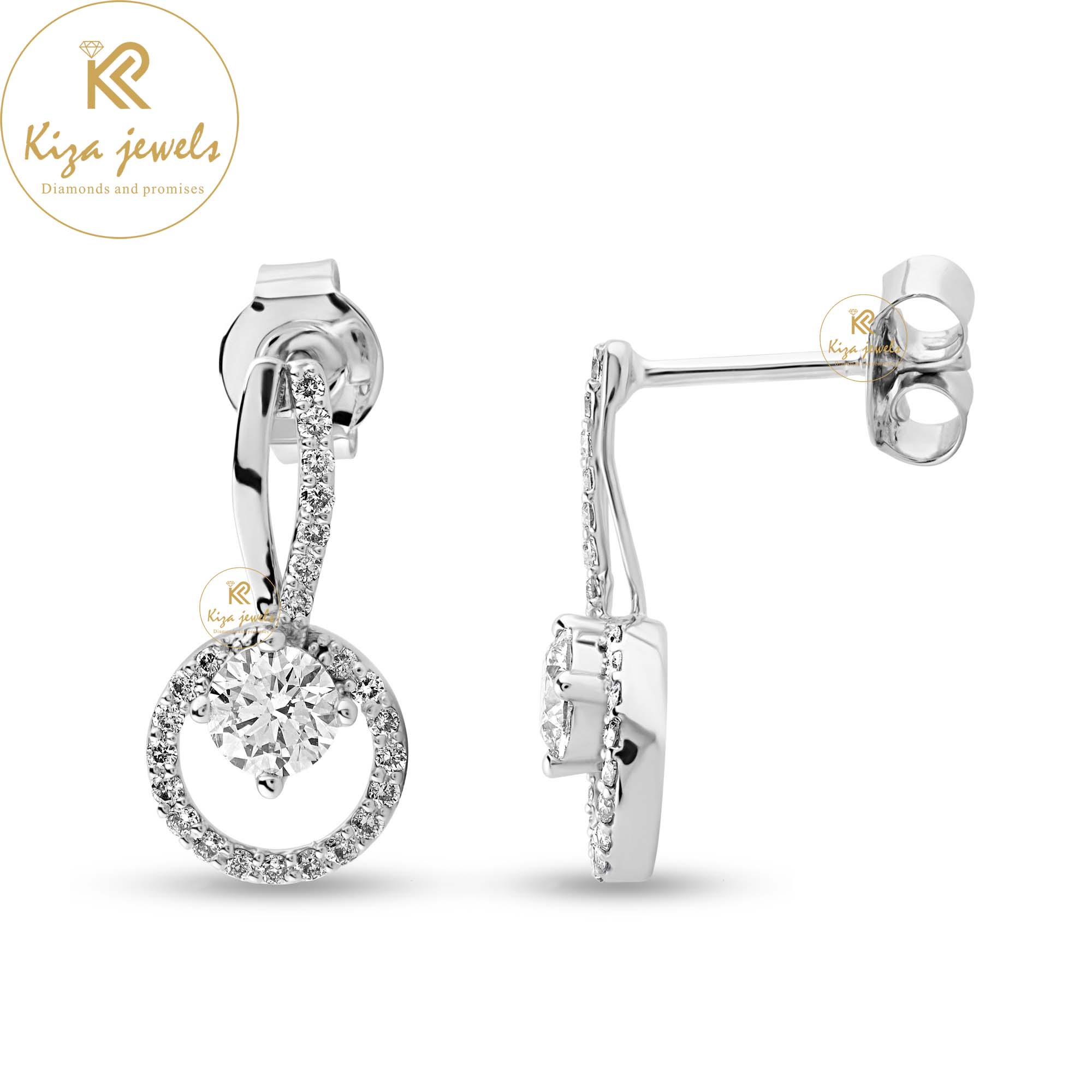 0.80 TDW Round Cut Diamond Drop & Dangle Earring