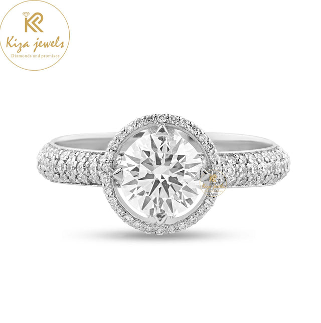 1.425 TDW Round Cut Women's Diamond Halo Ring