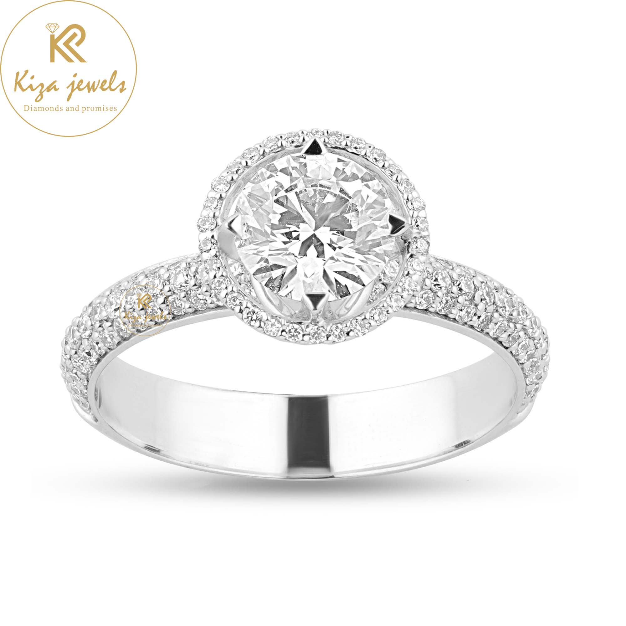 1.425 TDW Round Cut Women's Diamond Halo Ring