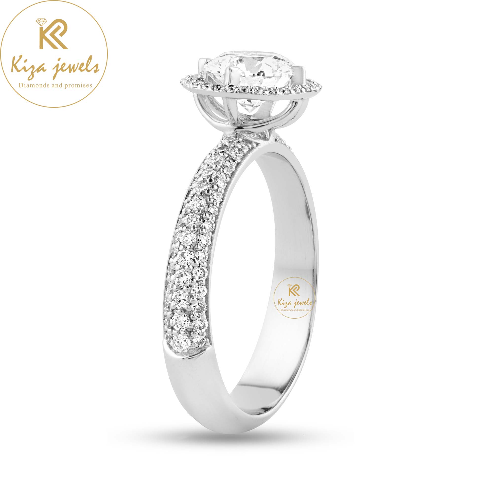 1.425 TDW Round Cut Women's Diamond Halo Ring