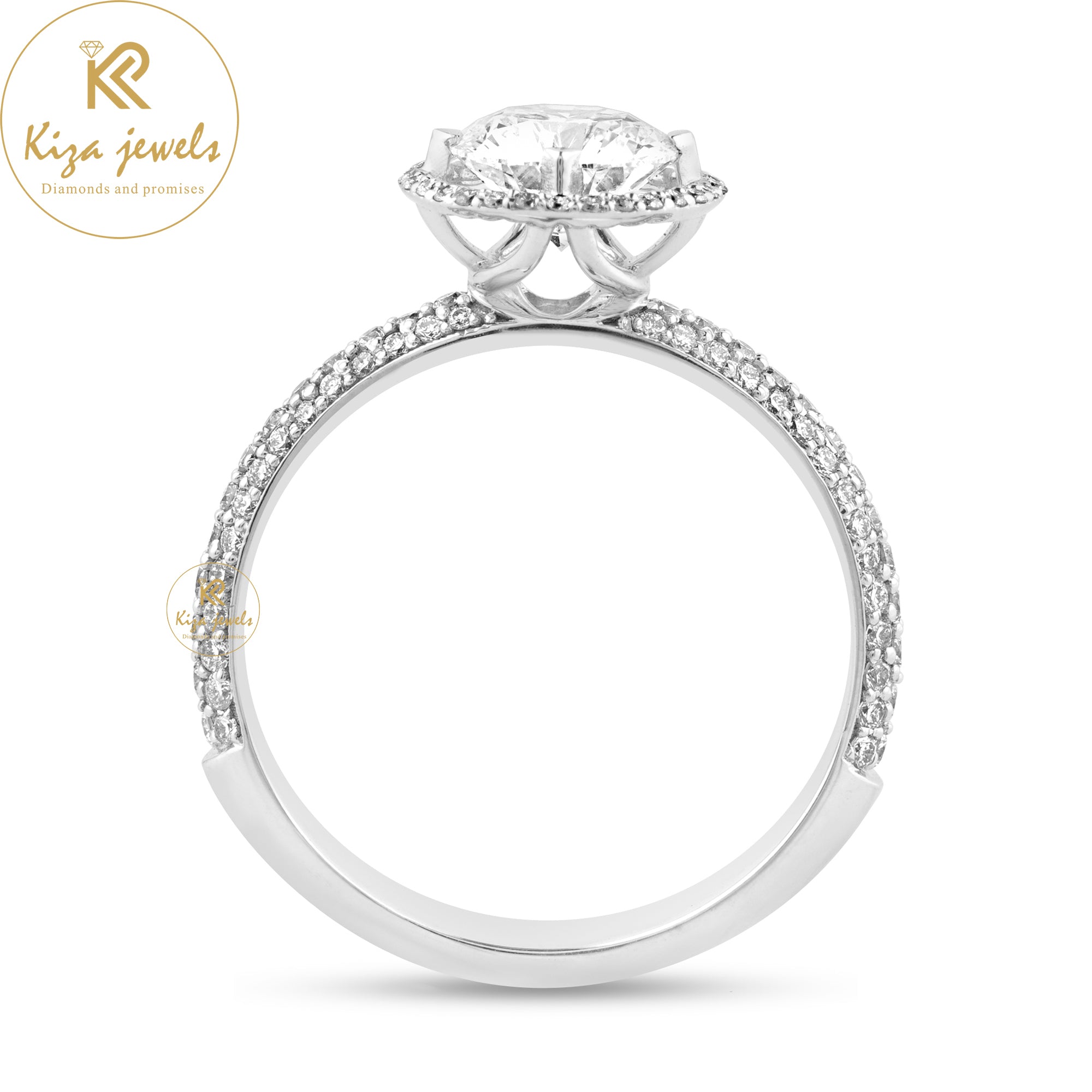 1.425 TDW Round Cut Women's Diamond Halo Ring