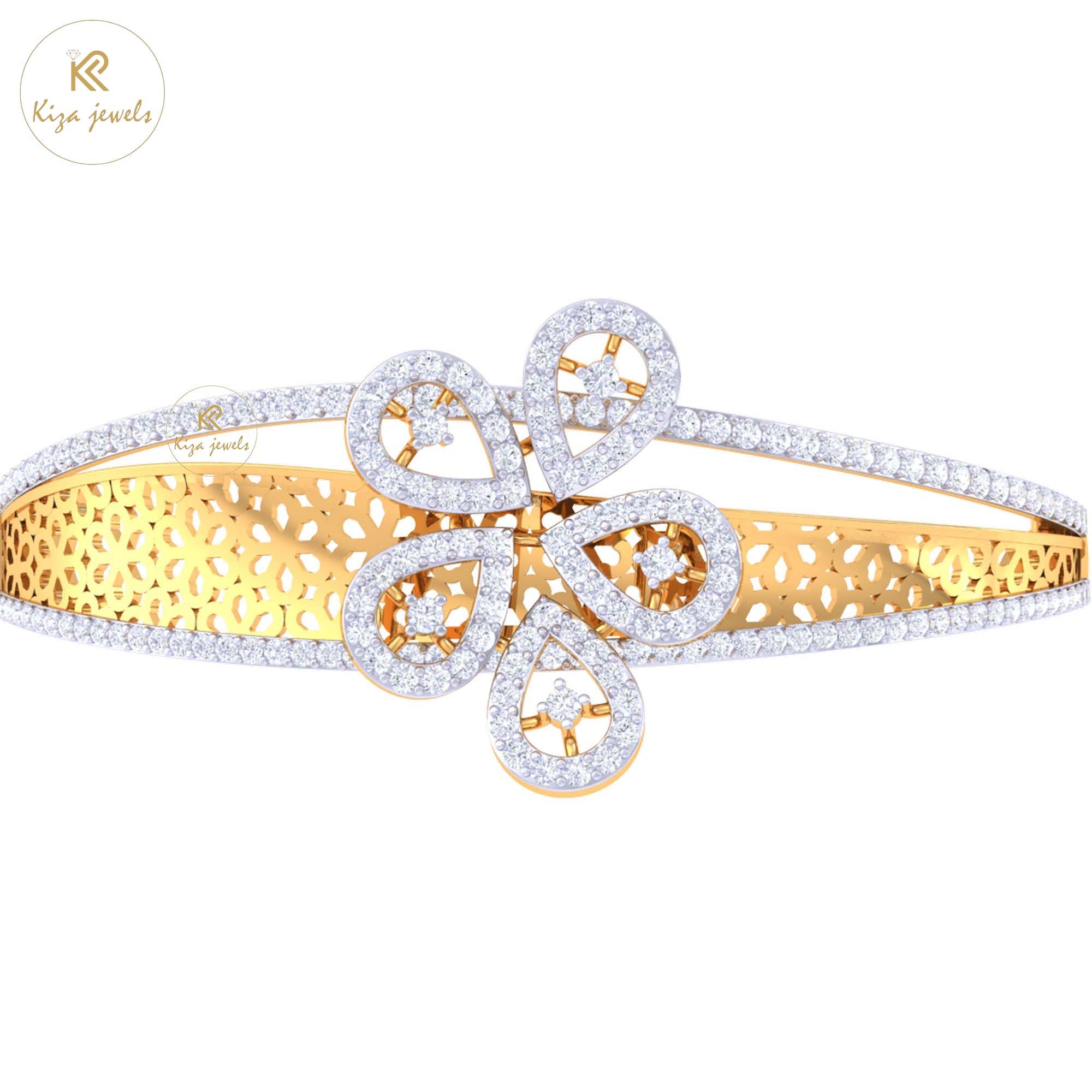 1.85 TDW Round Cut Diamond Bangle Bracelet