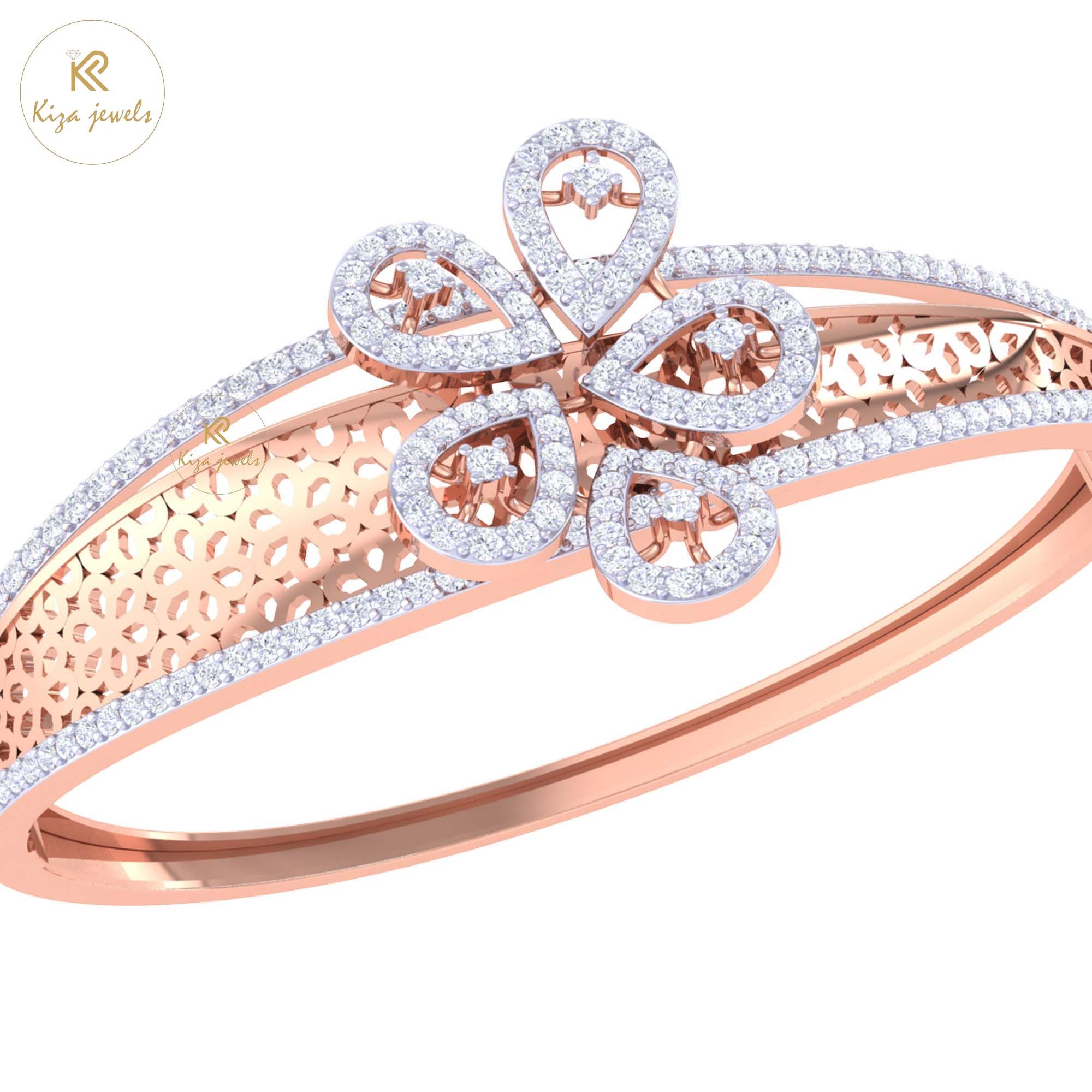 1.85 TDW Round Cut Diamond Bangle Bracelet