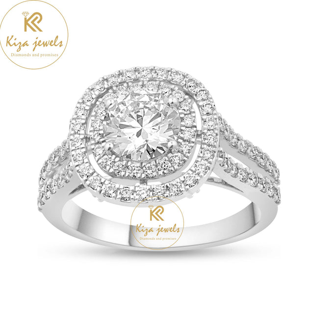 1.78 TDW Round Cut Women's Halo Diamond Ring