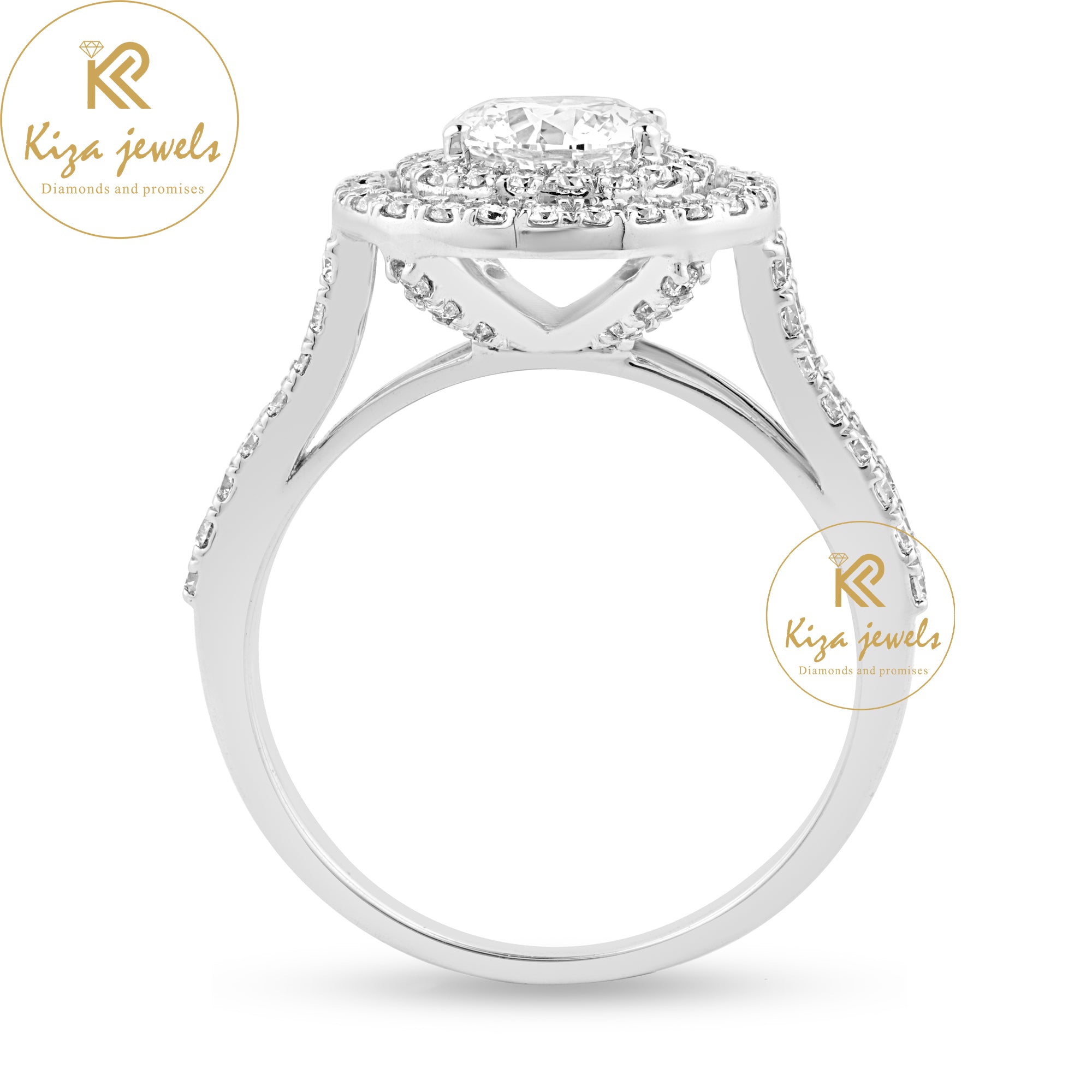 1.78 TDW Round Cut Women's Halo Diamond Ring