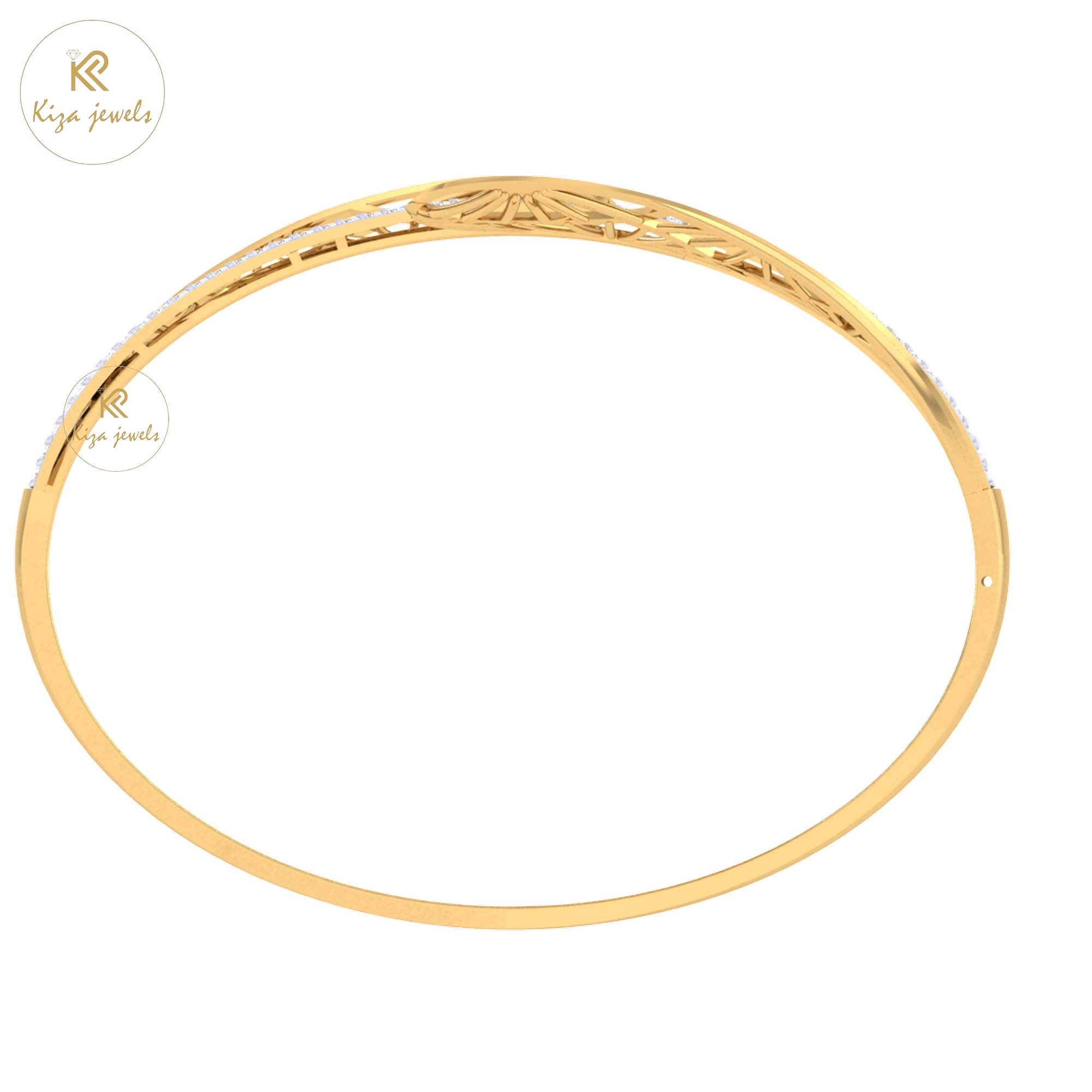 1.38 TDW Round Cut Diamond Women's Bangle Bracelet