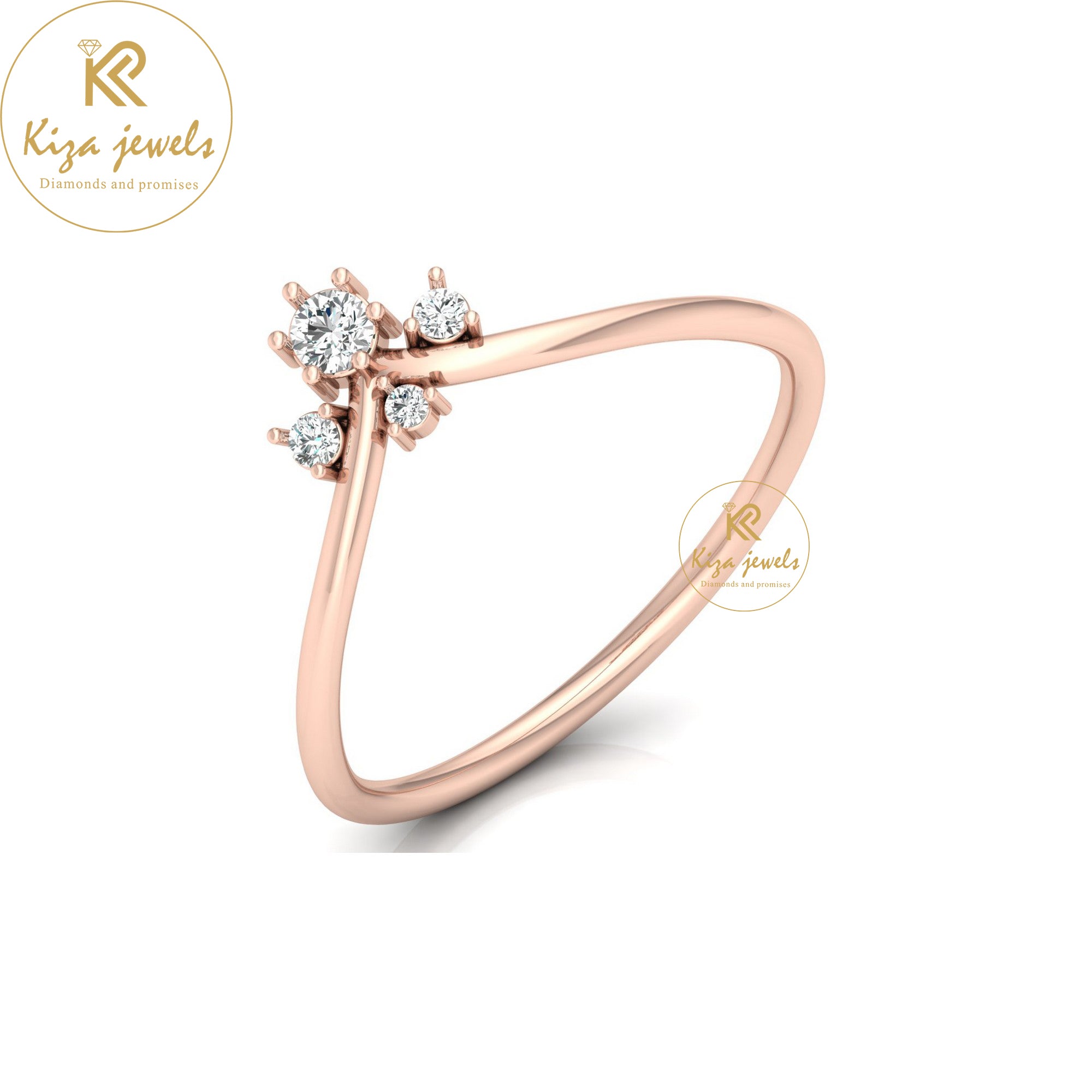 0.10 TDW Round Cut Minimalist Diamond Ring