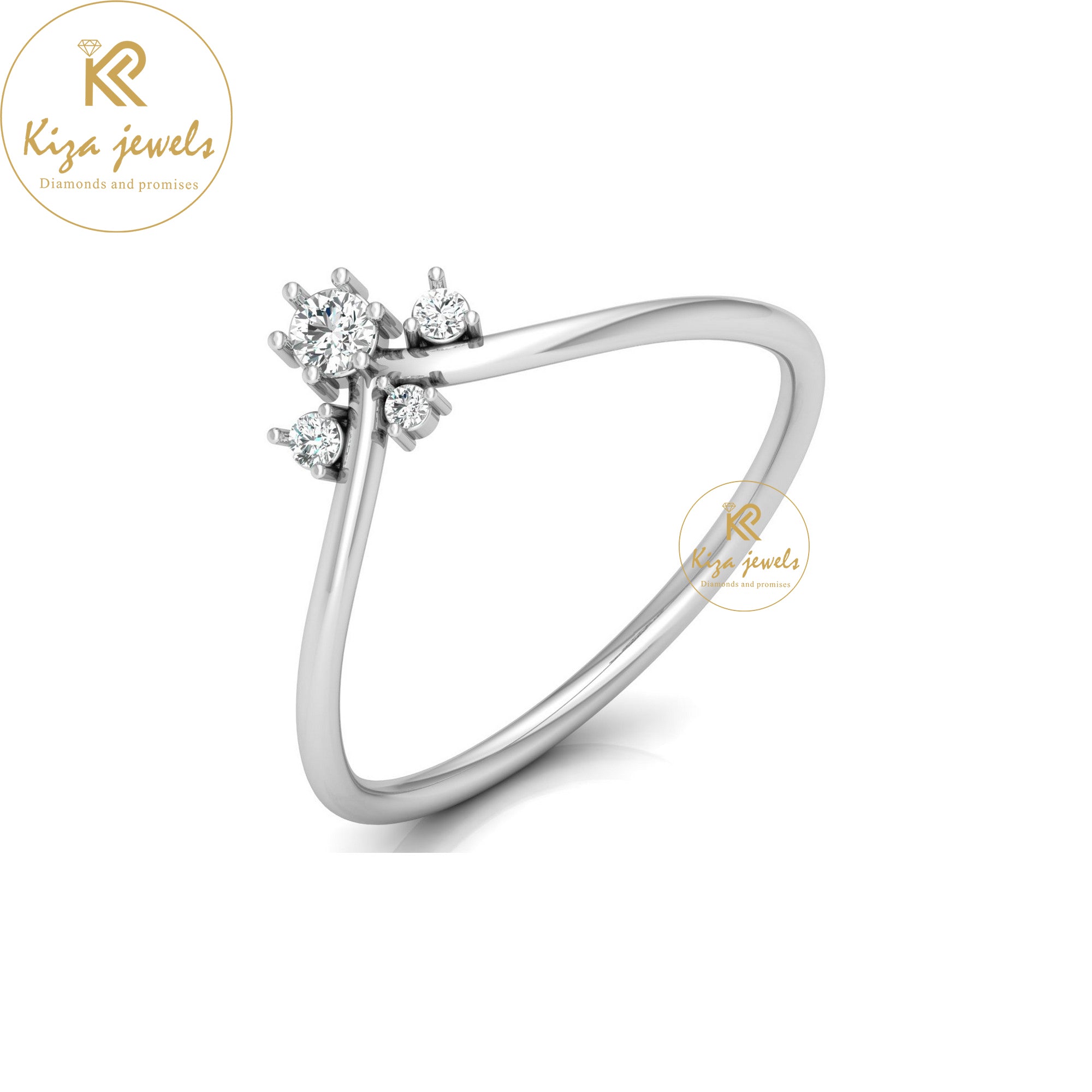 0.10 TDW Round Cut Minimalist Diamond Ring