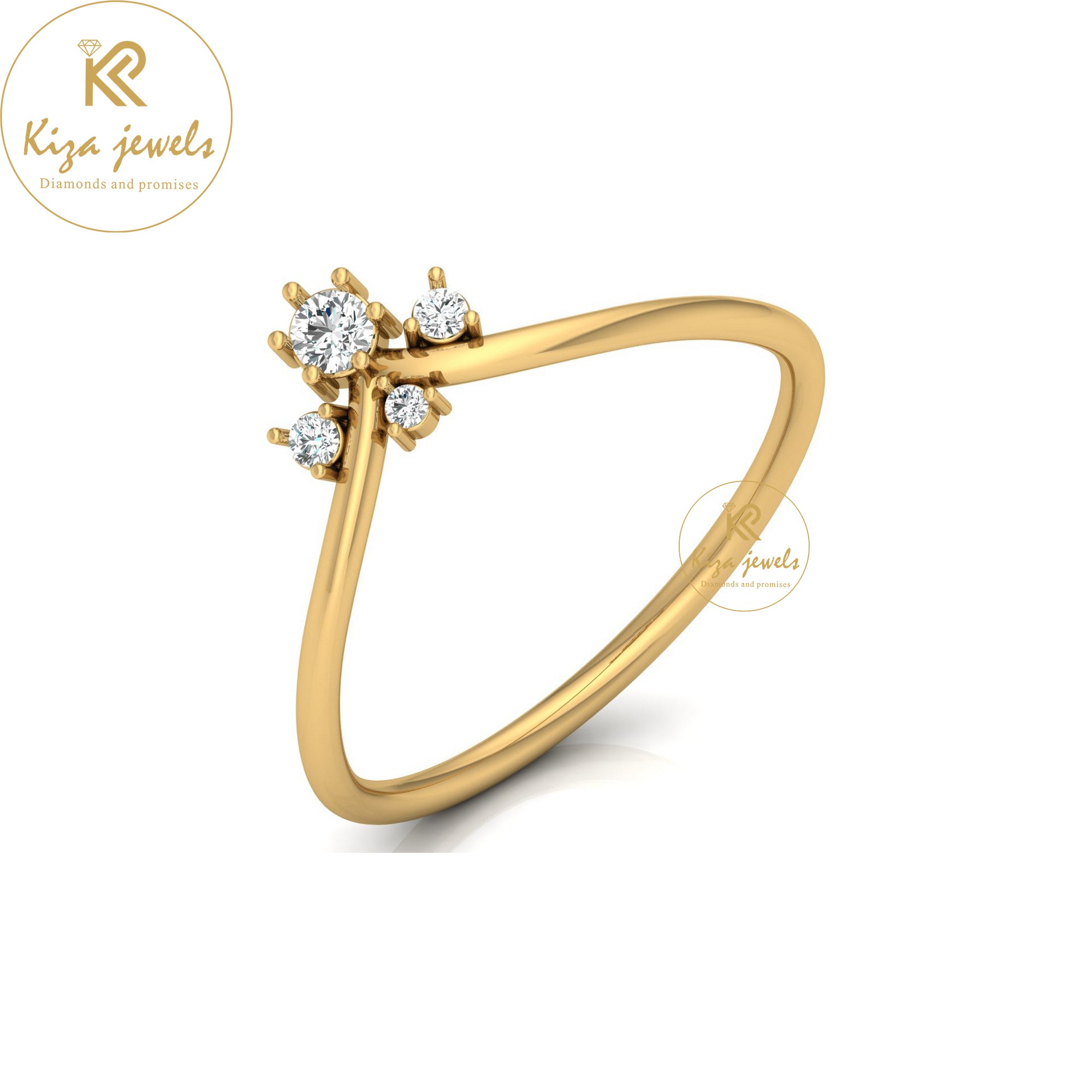 0.10 TDW Round Cut Minimalist Diamond Ring