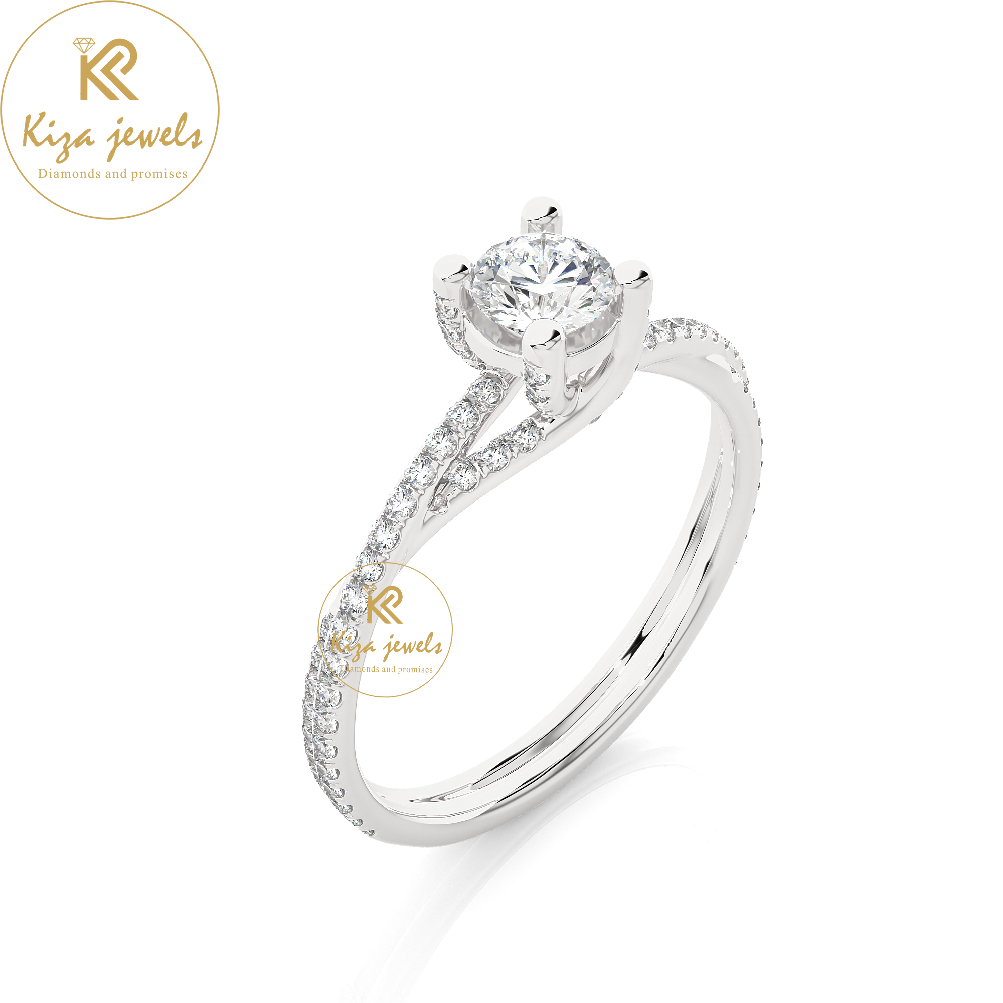 0.74 TDW Round Cut Women's Engagement Diamond Ring