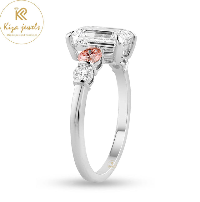 2.53 TDW Emerald & Round Cut Women's Engagement Diamond Ring