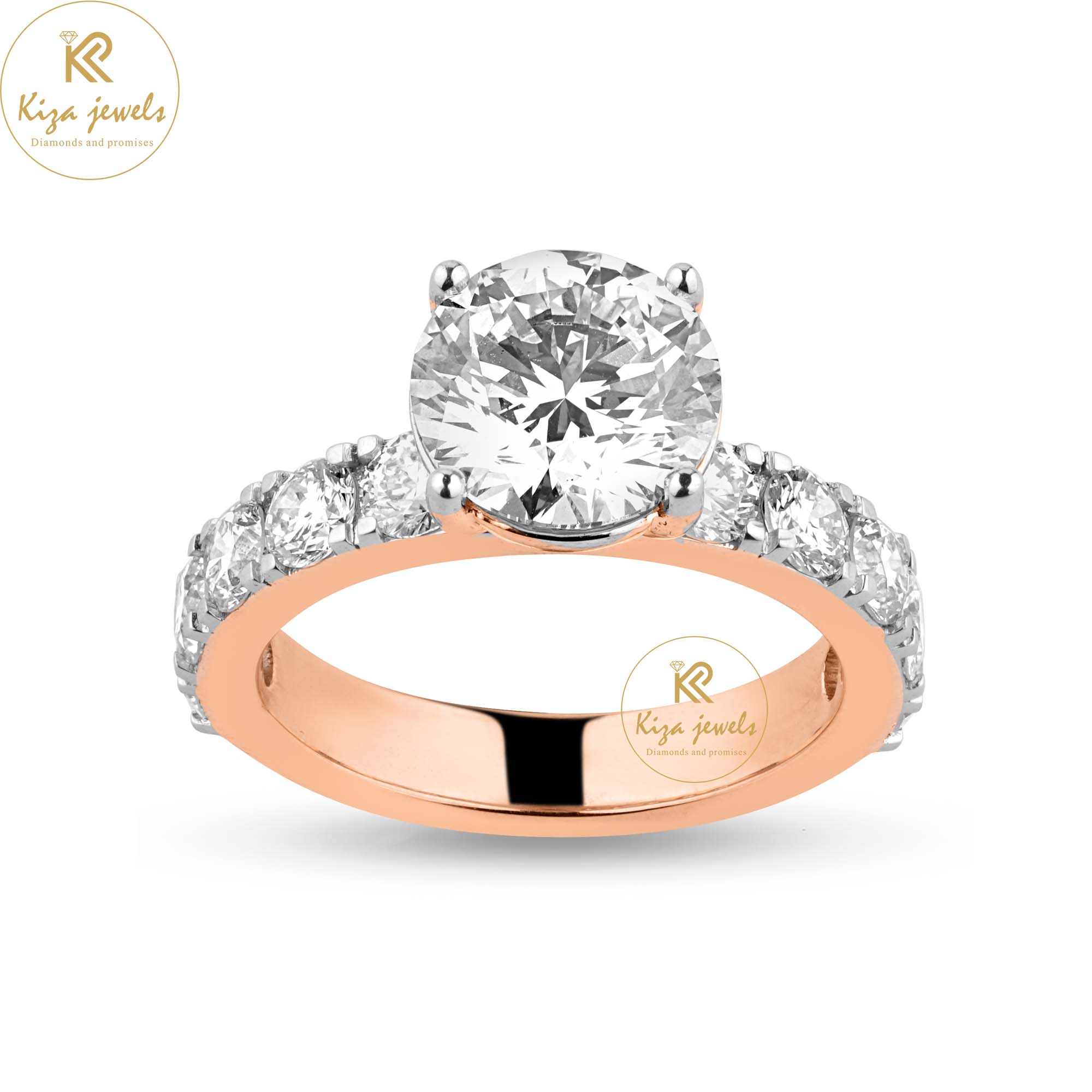 3.20 TDW Round Cut Women's Engagement Diamond Ring