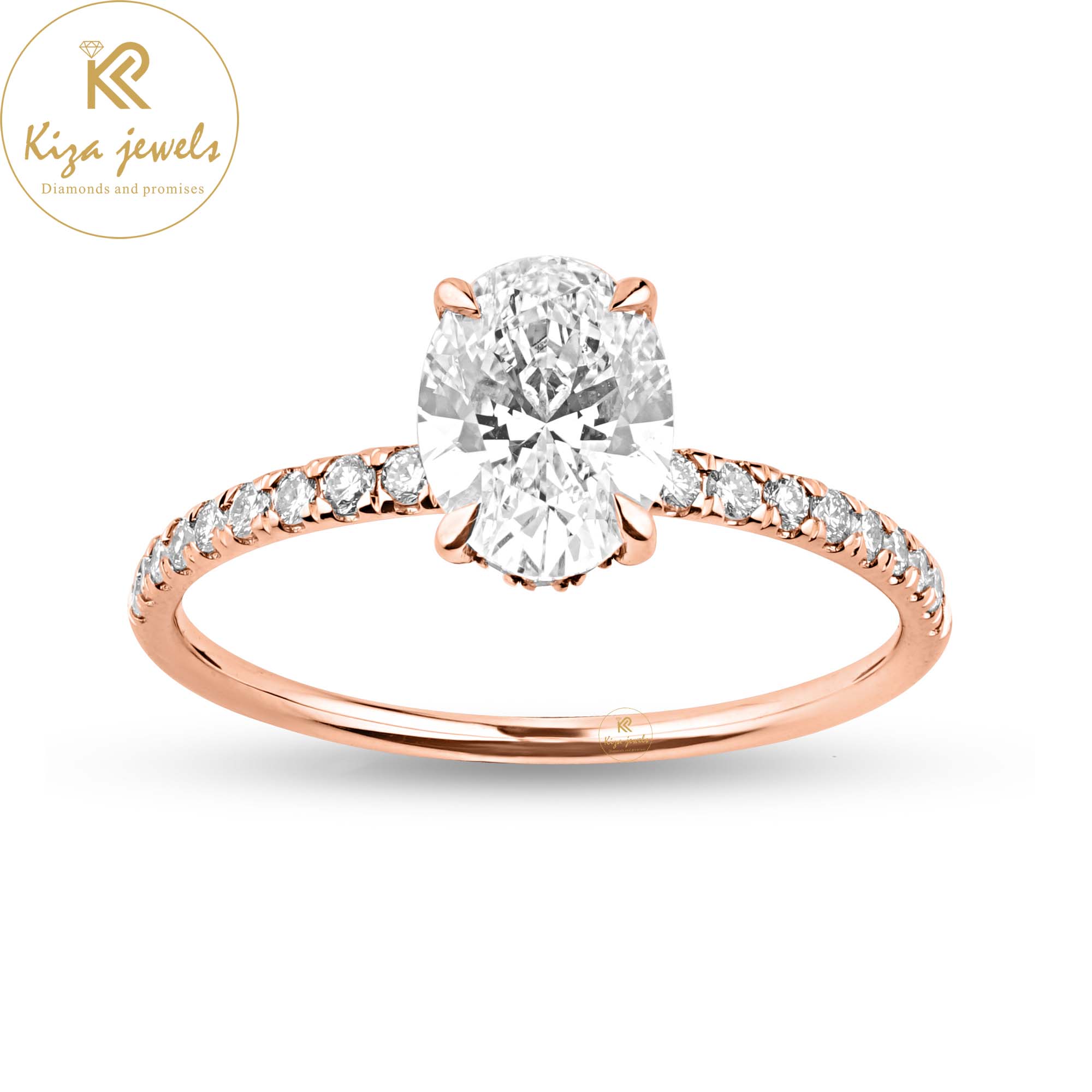 1.96 TDW Oval & Round Cut Women's Halo Diamond Ring