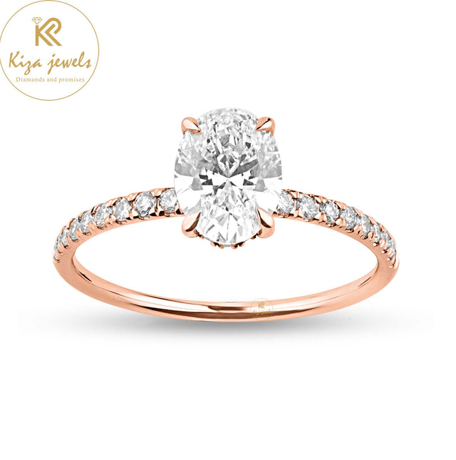 1.96 TDW Oval & Round Cut Women's Halo Diamond Ring