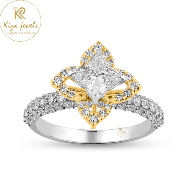 1.98 TDW Custom Cut & Round Cut Women's Halo Diamond Ring