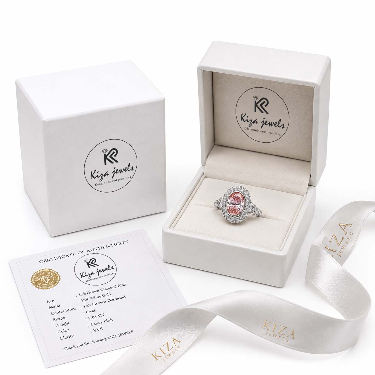 Oval Pink Lab Grown Diamond Halo Ring in 925 Sterling Silver | Vintage Engagement Ring