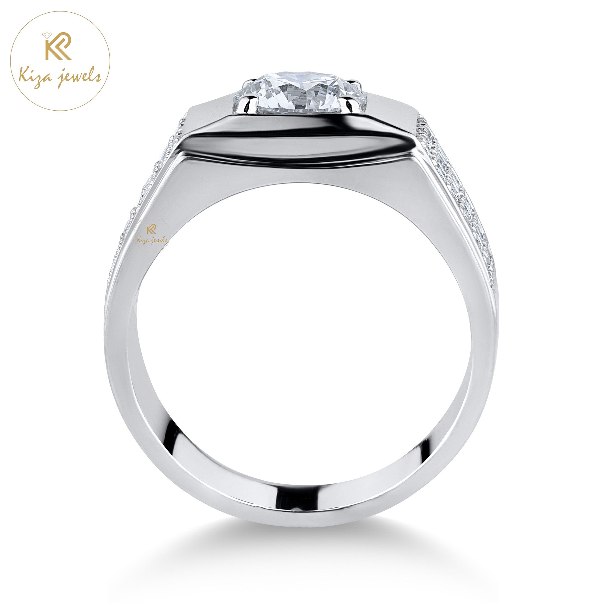 1.47 TDW Round Cut Men's Diamond Engagement Ring