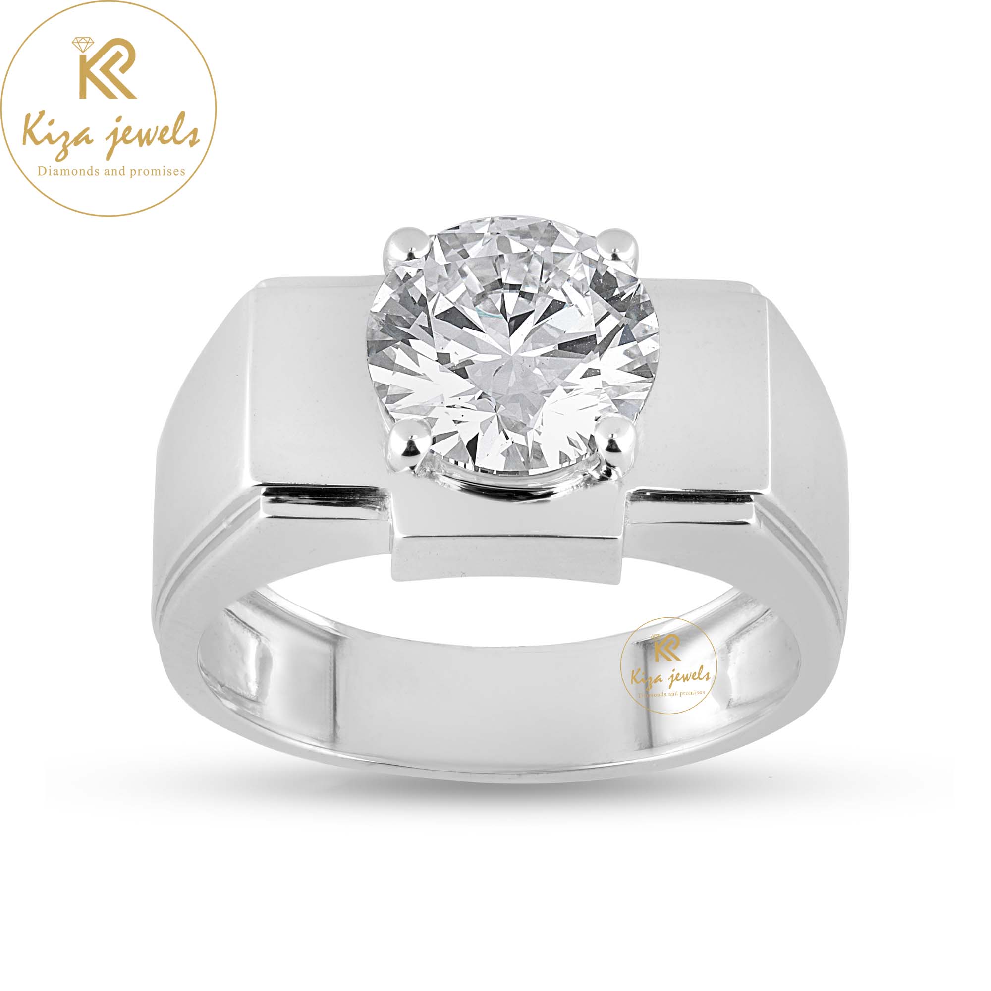 3.02 TDW Round Cut Men's Diamond Solitaire Ring