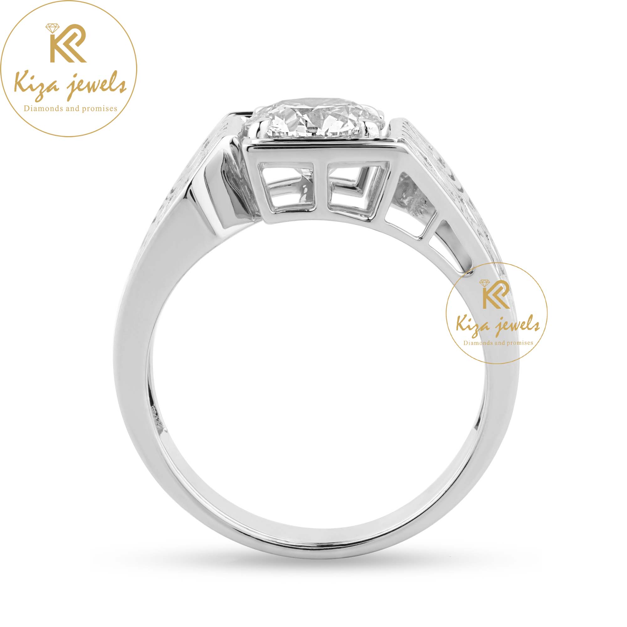 2.00 TDW Round Cut Men's Diamond Solitaire Ring