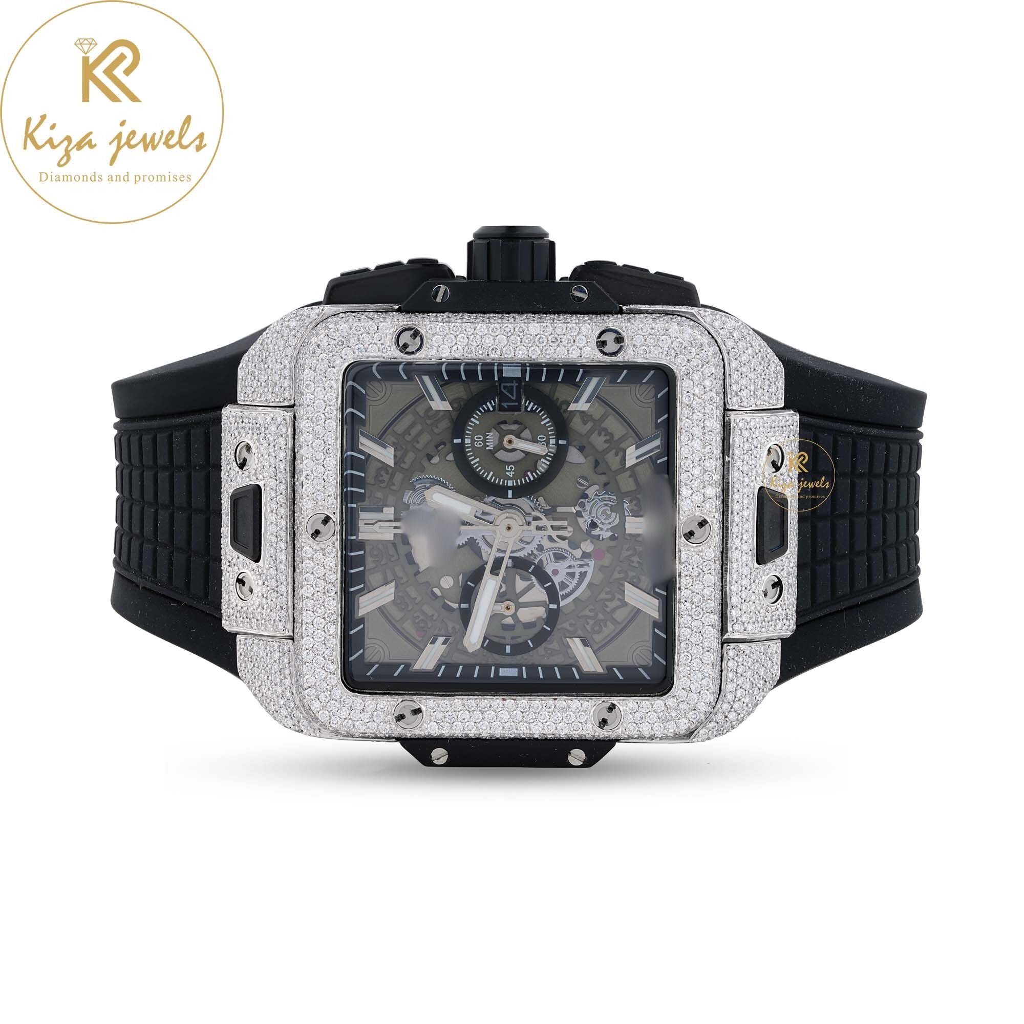 6.14 TDW Round Cut Men's Diamond Watch