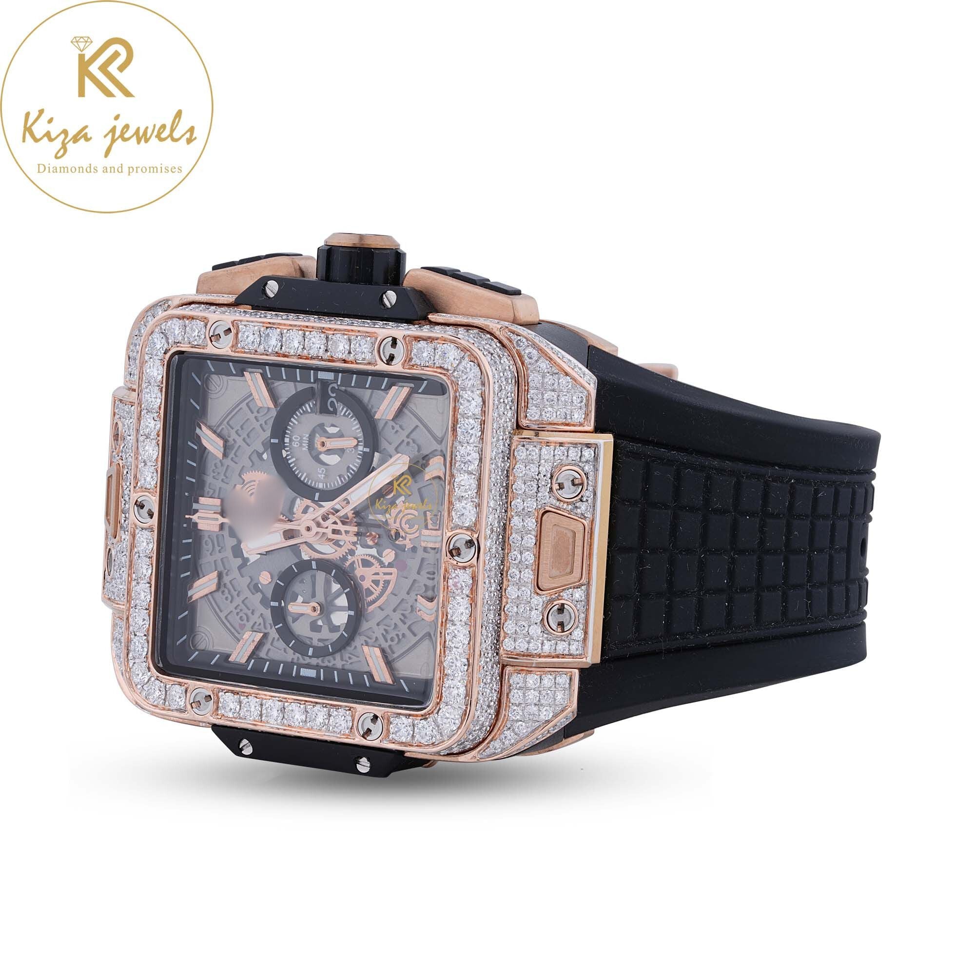 7.2 TDW Round Cut Men's Diamond Watch