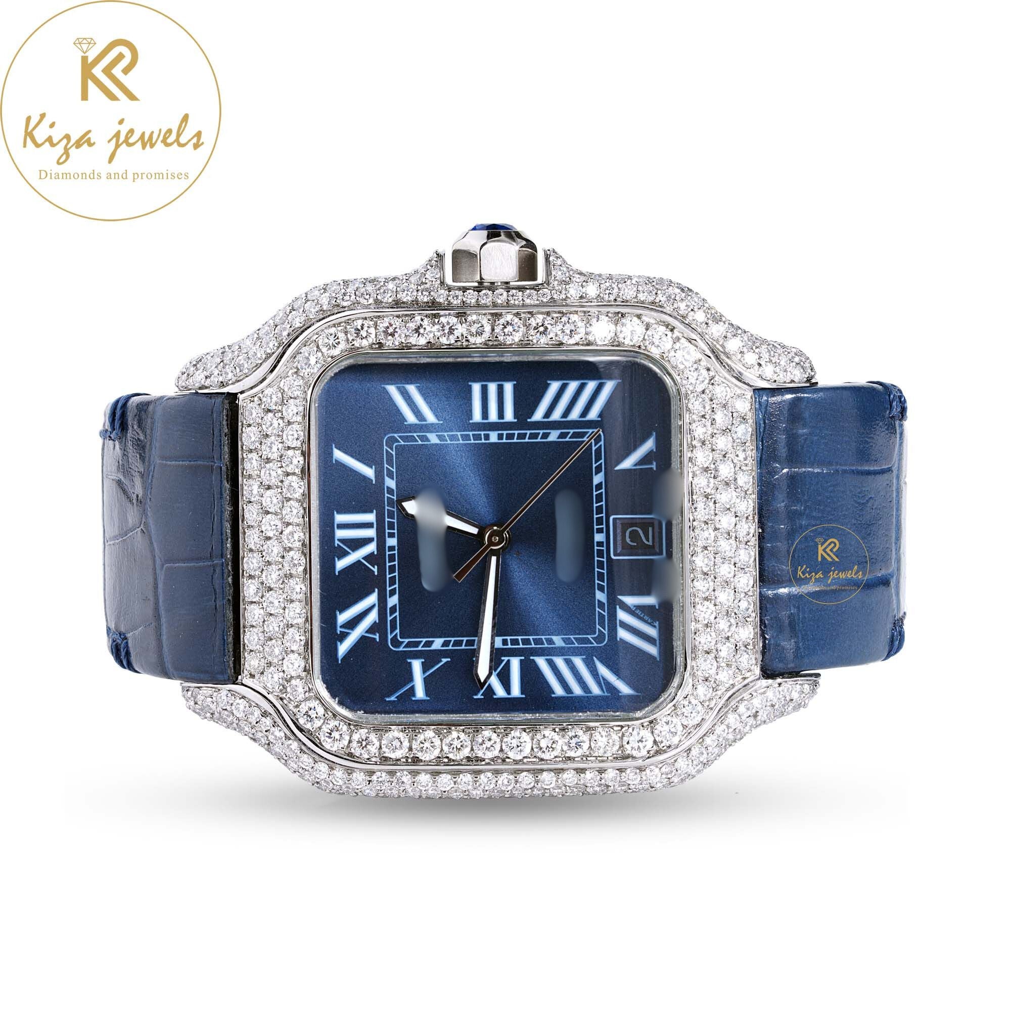 6.05 TDW Round Cut Men's Diamond Watch