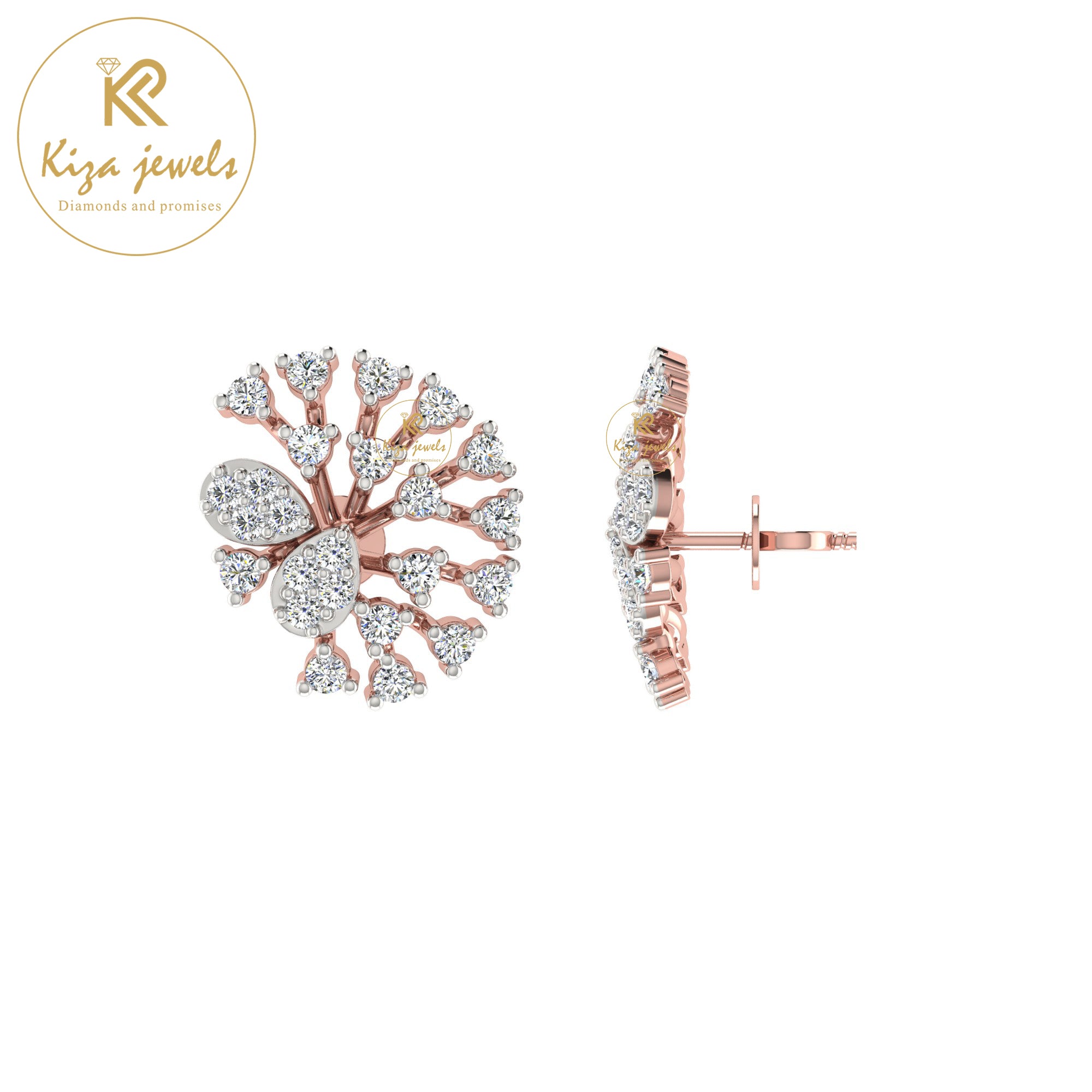 0.54 TDW Round Cut Diamond Women's Stud Earring