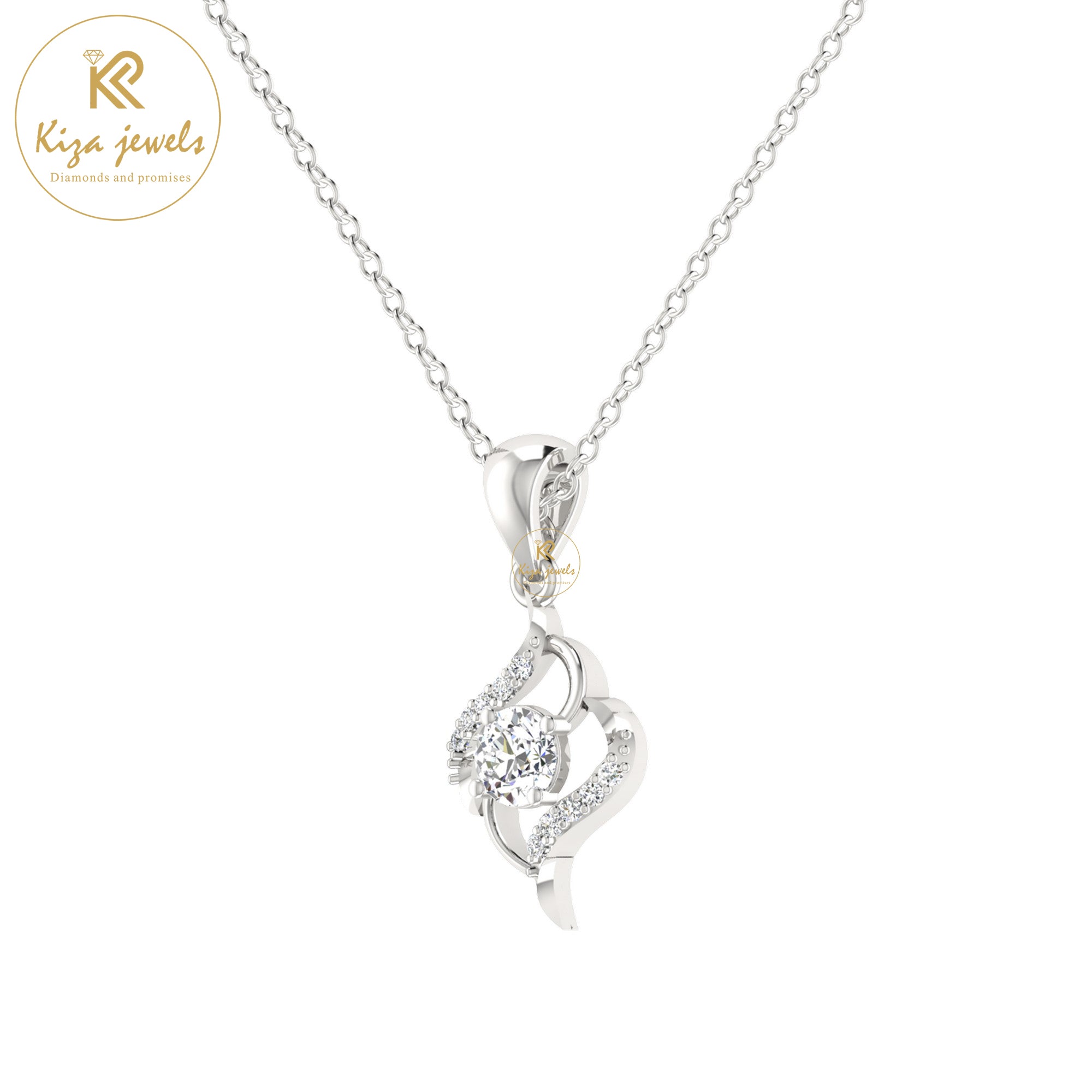 0.30 TDW Round Cut Diamond Custom Pendant with Chain