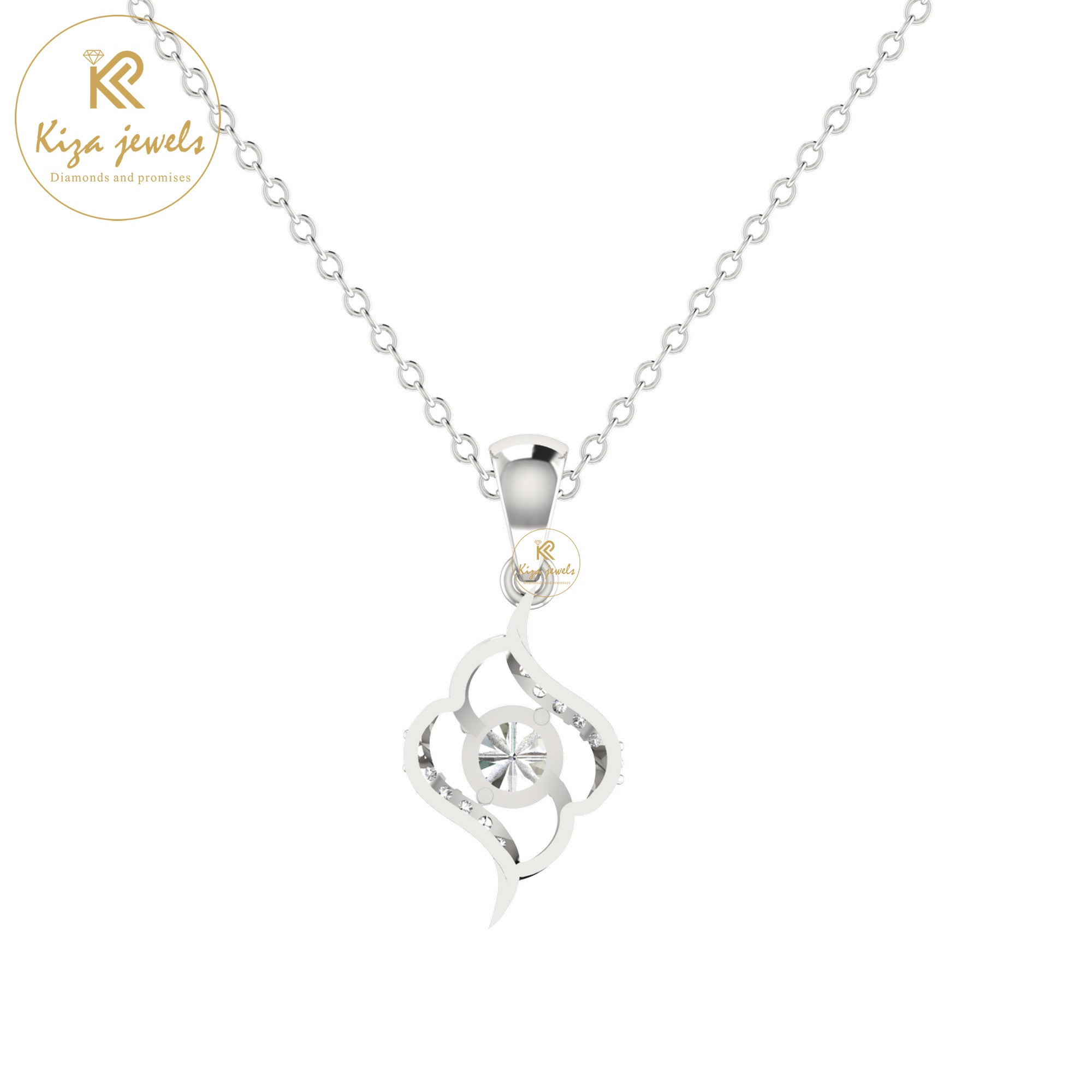 0.30 TDW Round Cut Diamond Custom Pendant with Chain